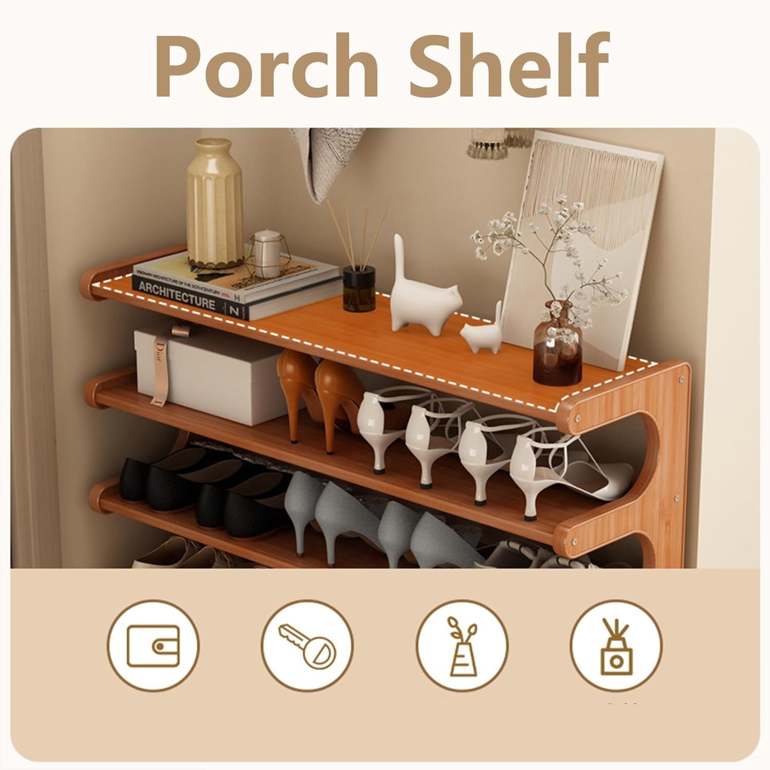Bamboo Shoe Rack, Multi-Layer Space-Saving Shoe Organizer for Entryway, Bedroom or Living Room, Stable & Easy to Install, 6-Tier Options (6 - Image 3