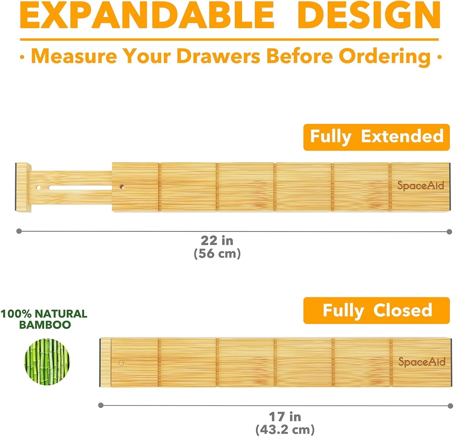 Bamboo Kitchen Organizer Drawer Dividers, Expandable(17-22 in), 17"L x 0.6"W x 2.6"H - Image 5