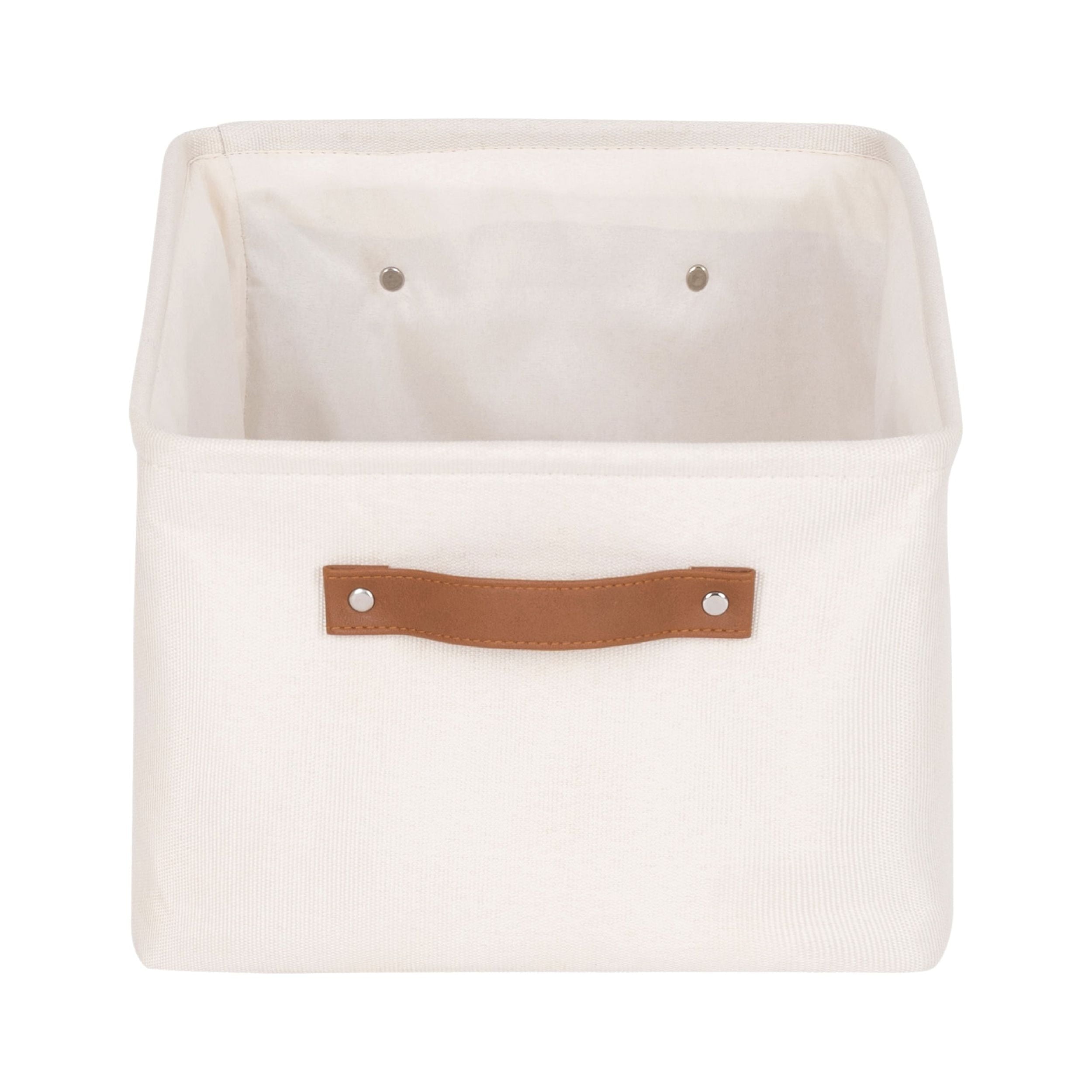 Mainstays Natural Canvas Fabric Decorative Storage Basket with Handles, 15 in x 8 in x 11 in - Image 4