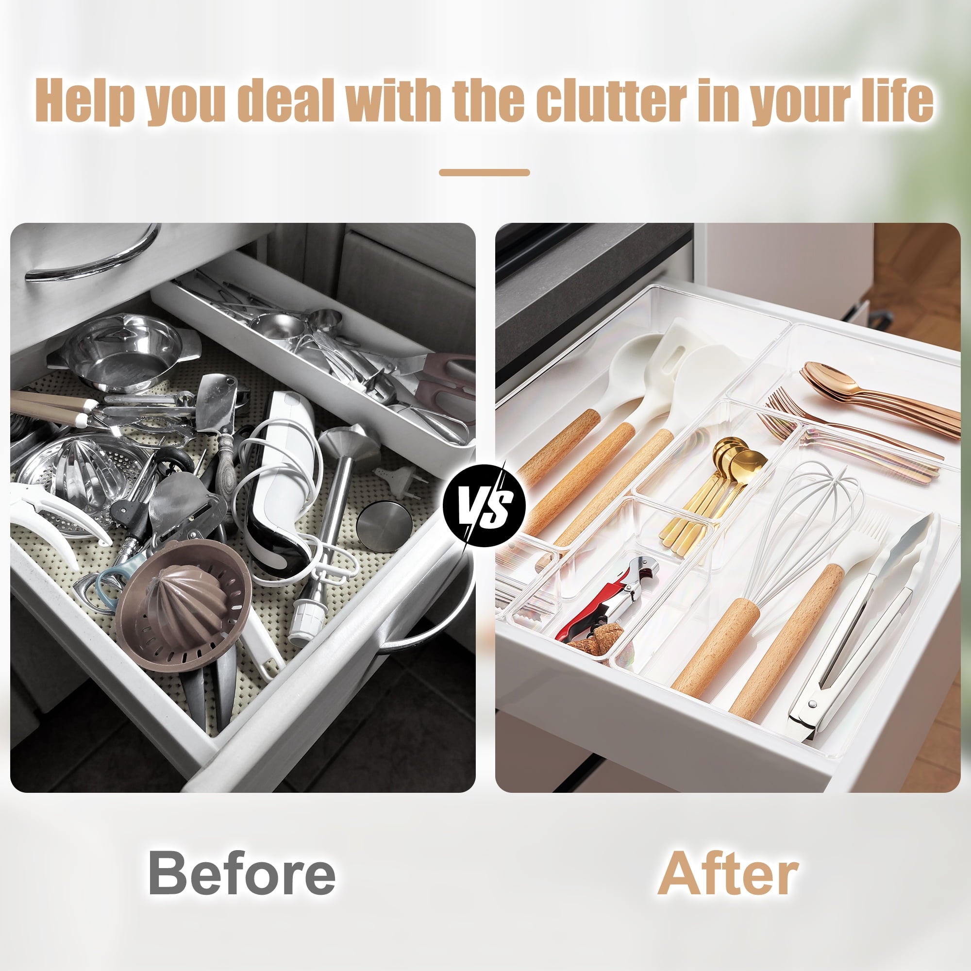 Clear Drawer Organizer Set for Kitchen Storage - Image 3