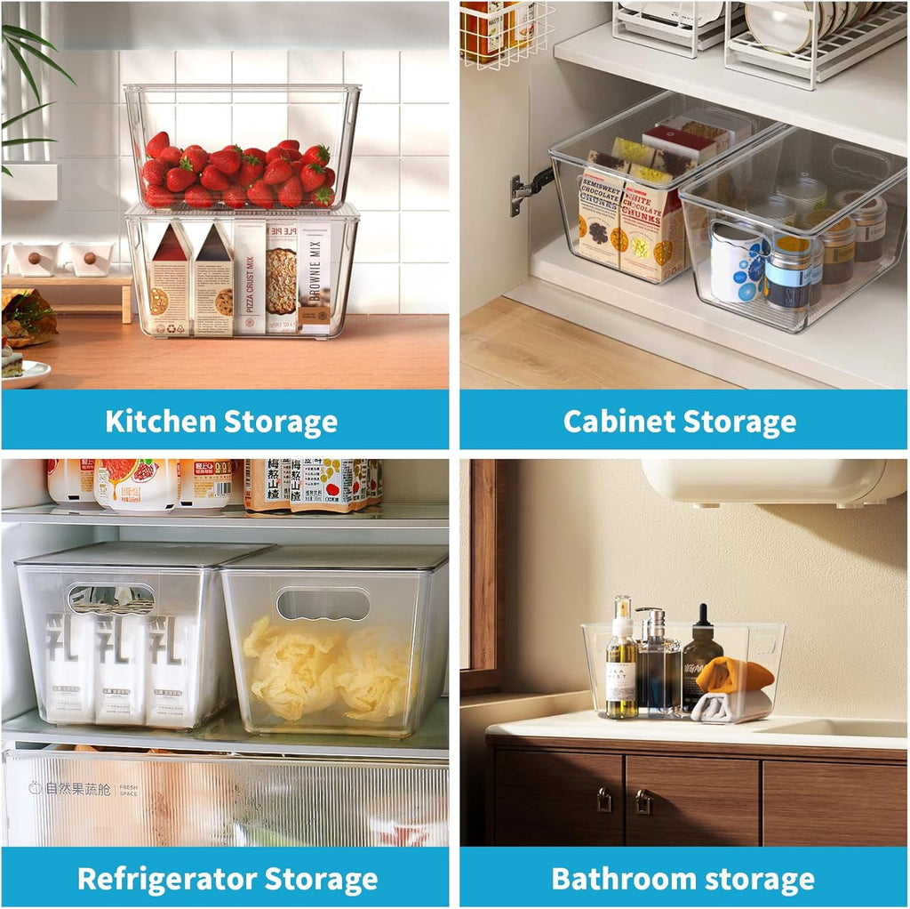 6 Pack Clear Stackable Storage Bins with Lids - Image 4