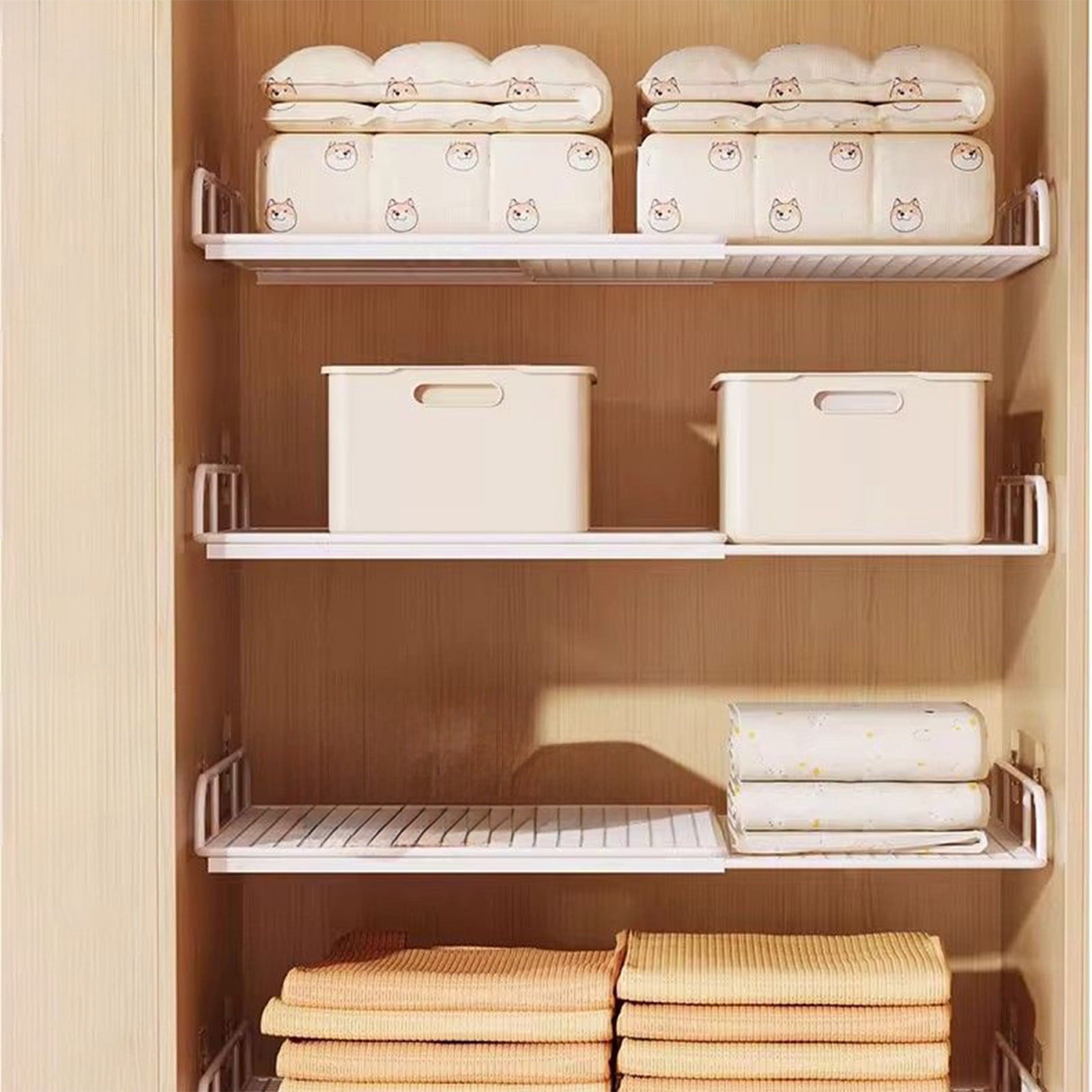 Expandable Cabinet Storage Shelf Stackable Organizer Rack Space Saving for Kitchen Bathroom Pantry Coffee Countertop Home Office Desk Wardro - Image 2