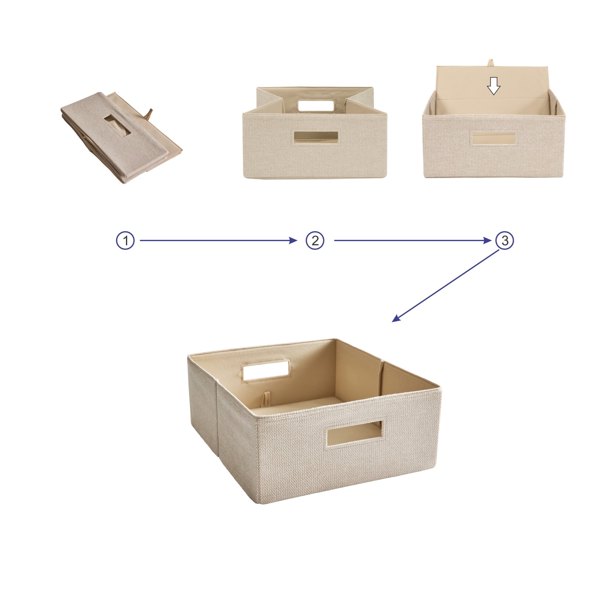 Half-Size Fabric Storage Bin, Toasted Almond Textured - Image 2