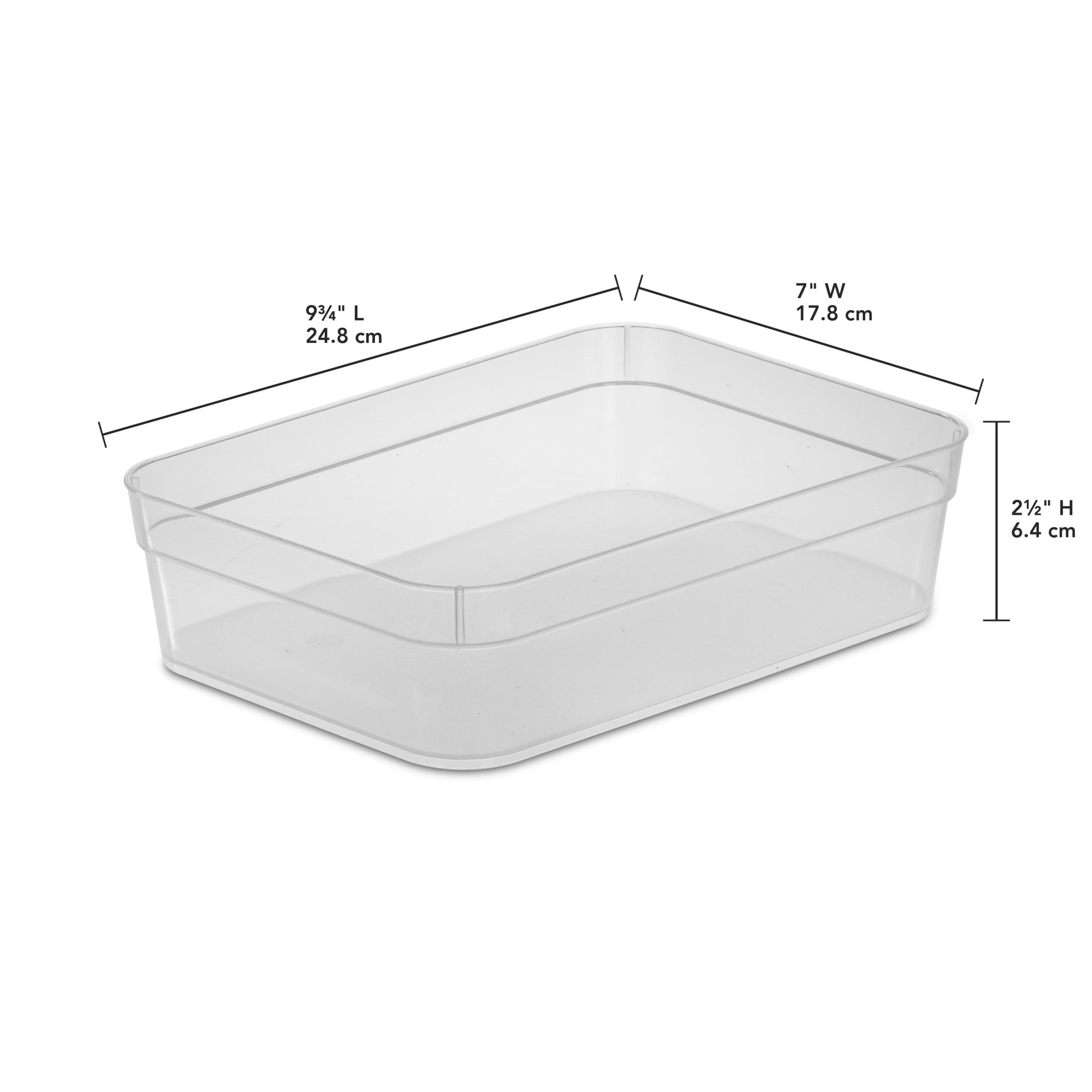 Sterilite Set (3) Large Storage Trays, Clear Plastic Open Bins, Drawer Organizers, 8 Count - Image 2