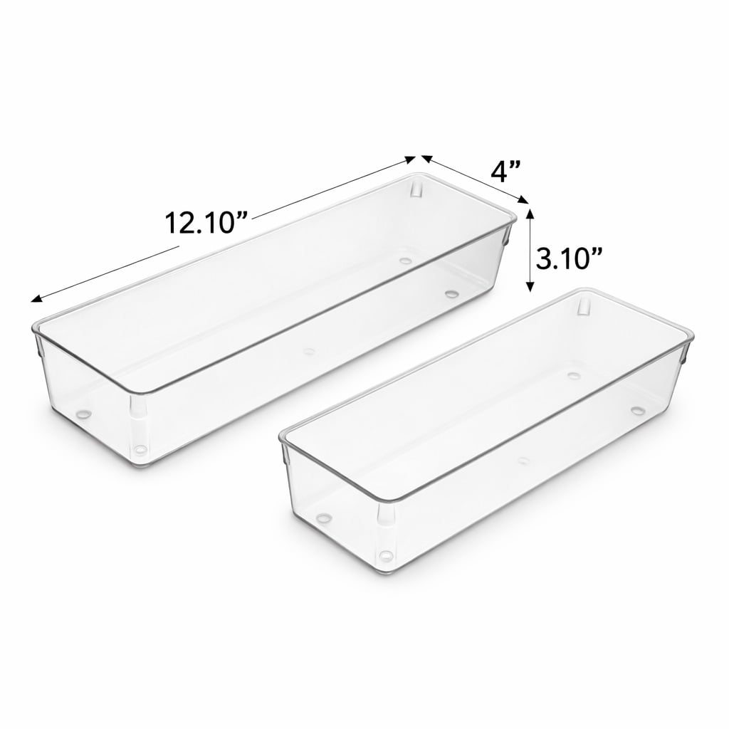 Narrow Clear Drawer Organizer 2 Pack, Large BPA Free Storage Trays - Image 5