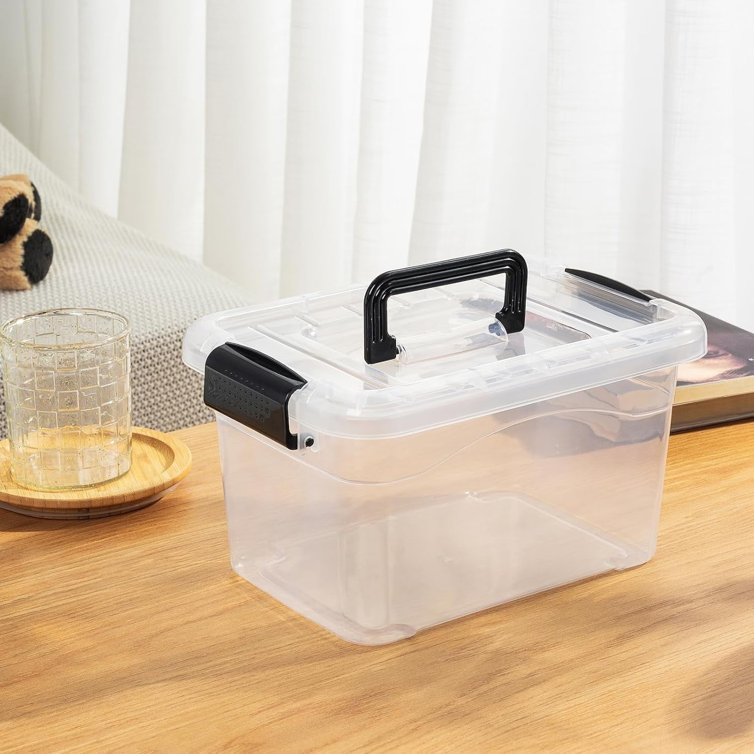 6L  Storage Boxes with Lids and Handles - 20 Pack Stackable Plastic Bins for Home Office Organization - Image 4