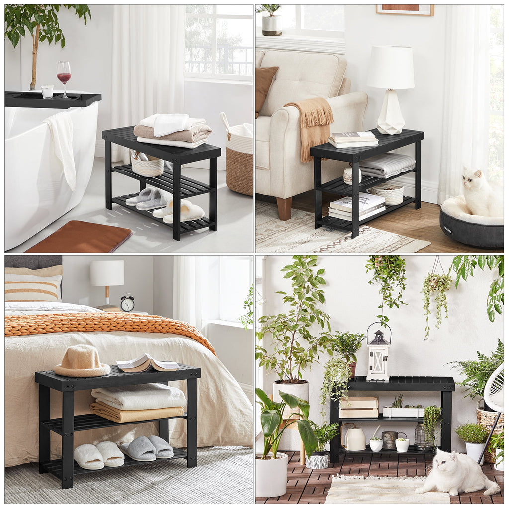 Bamboo Shoe Rack for Entryway 3-Tier Shoe Rack Bench for Entryway Bathroom Bedroom Small Shoe Organizer with Storage - Image 5