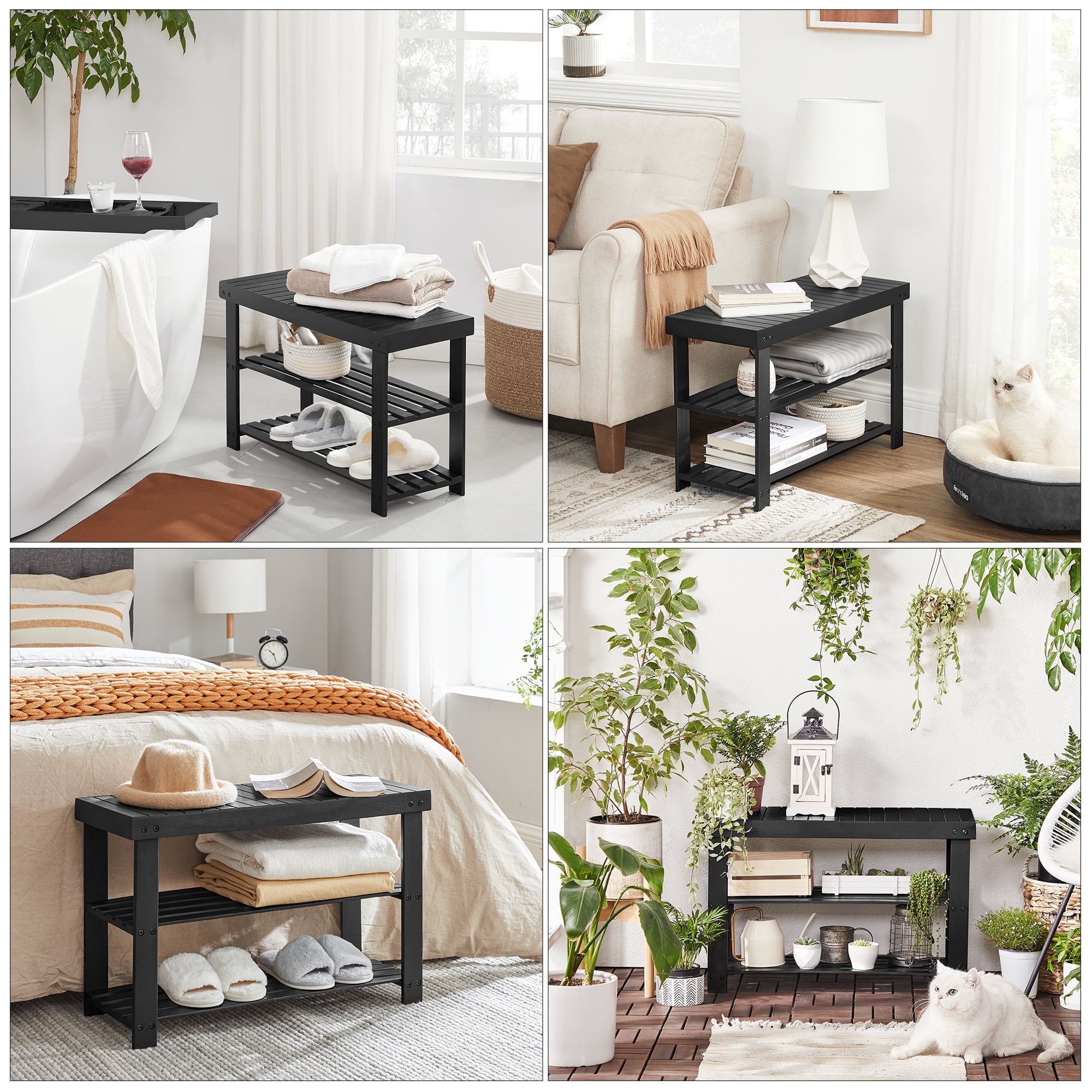 Bamboo Shoe Rack for Entryway 3-Tier Shoe Rack Bench for Entryway Bathroom Bedroom Small Shoe Organizer with Storage - Image 5