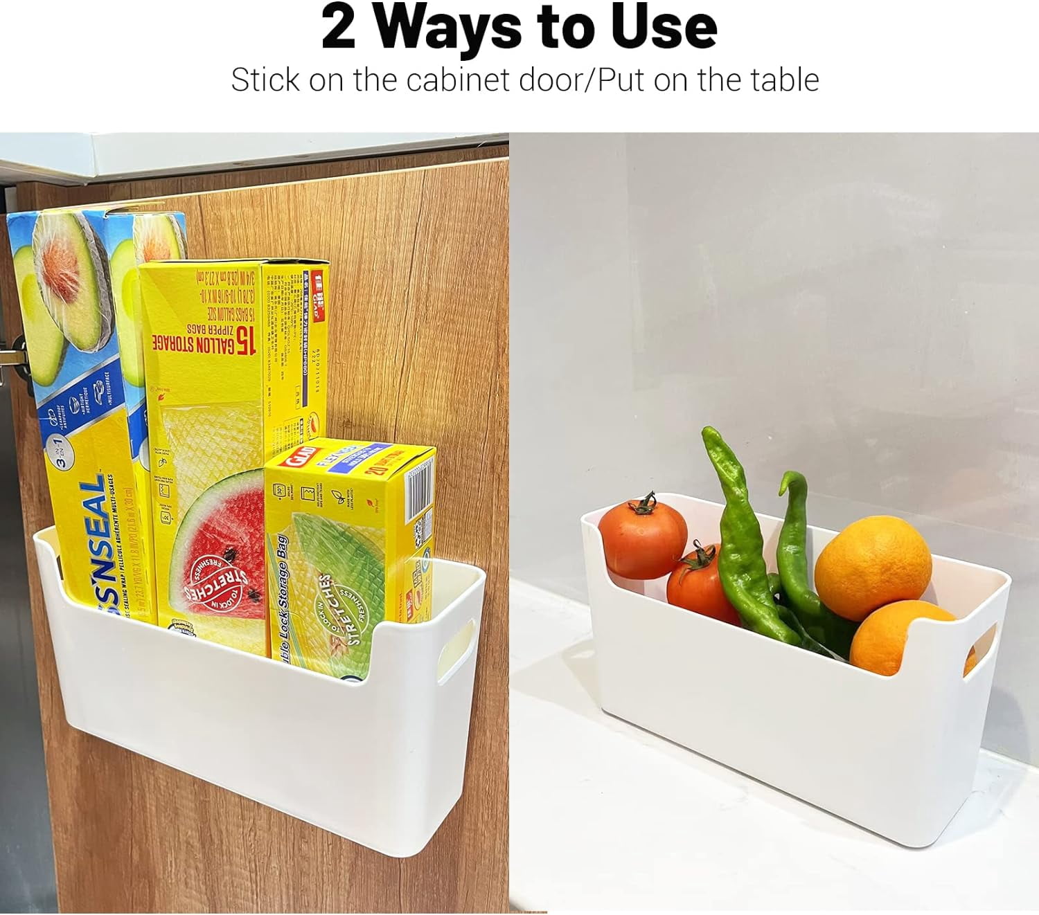 GIXUSIL 2 Pack Large Cabinet Door Organizer Adhesive Mount Kitchen Wrap Organizer Container Plastic Storage Shelf Versatile for Kitchen, Bat - Image 2