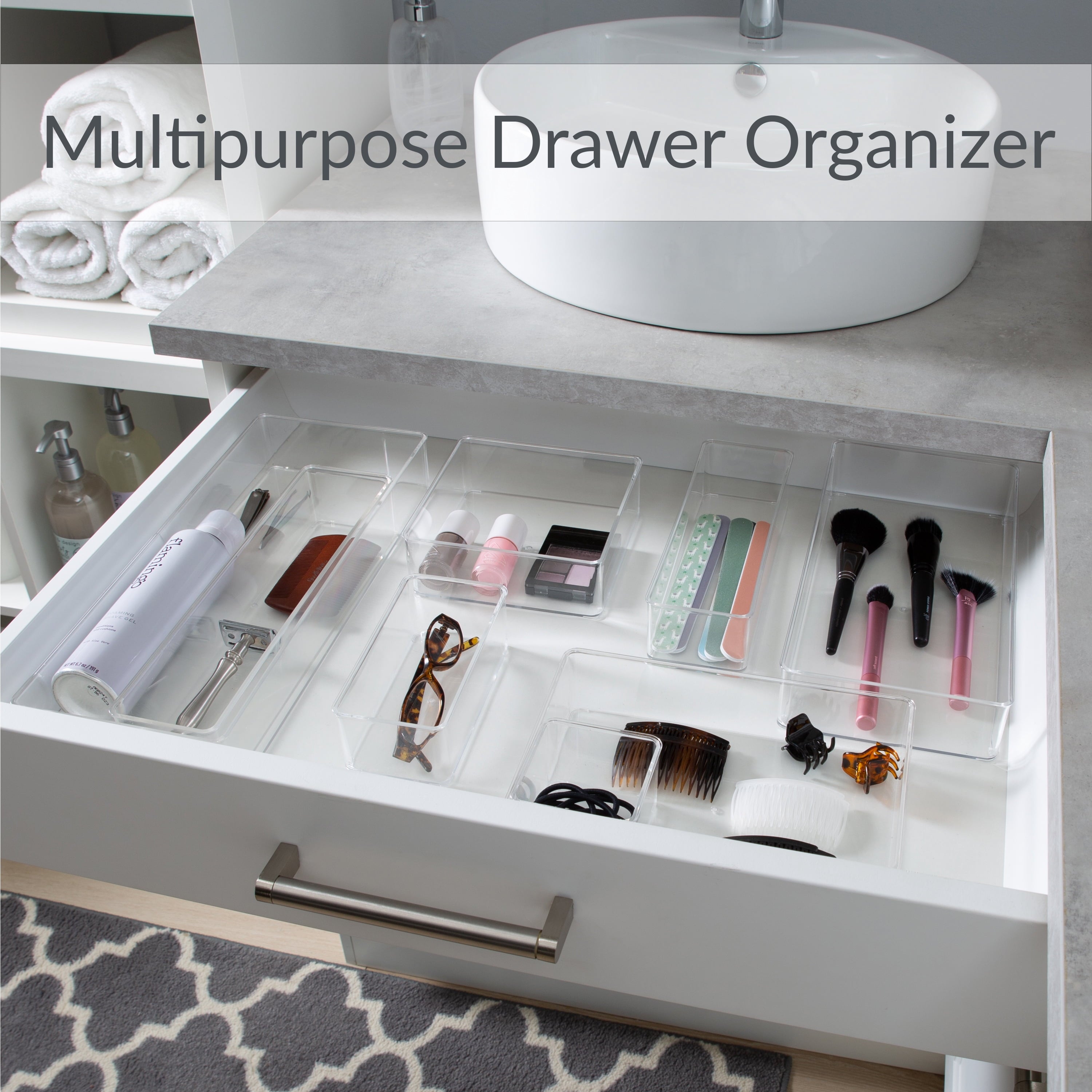 Medium 9" x 3" Narrow Drawer Organizer, Clear - Image 5