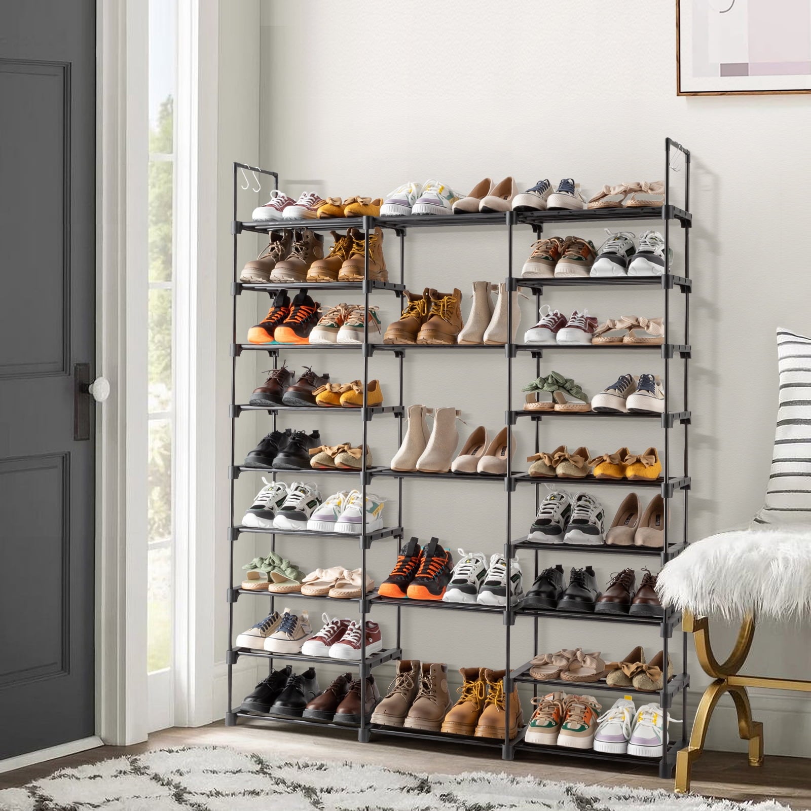 9-Tier Shoe Rack, Free Standing Shoe Shelf Shoe Storage Organizer for 50-55 Pairs Shoe and Boots in Entryway Closet L... - Image 4