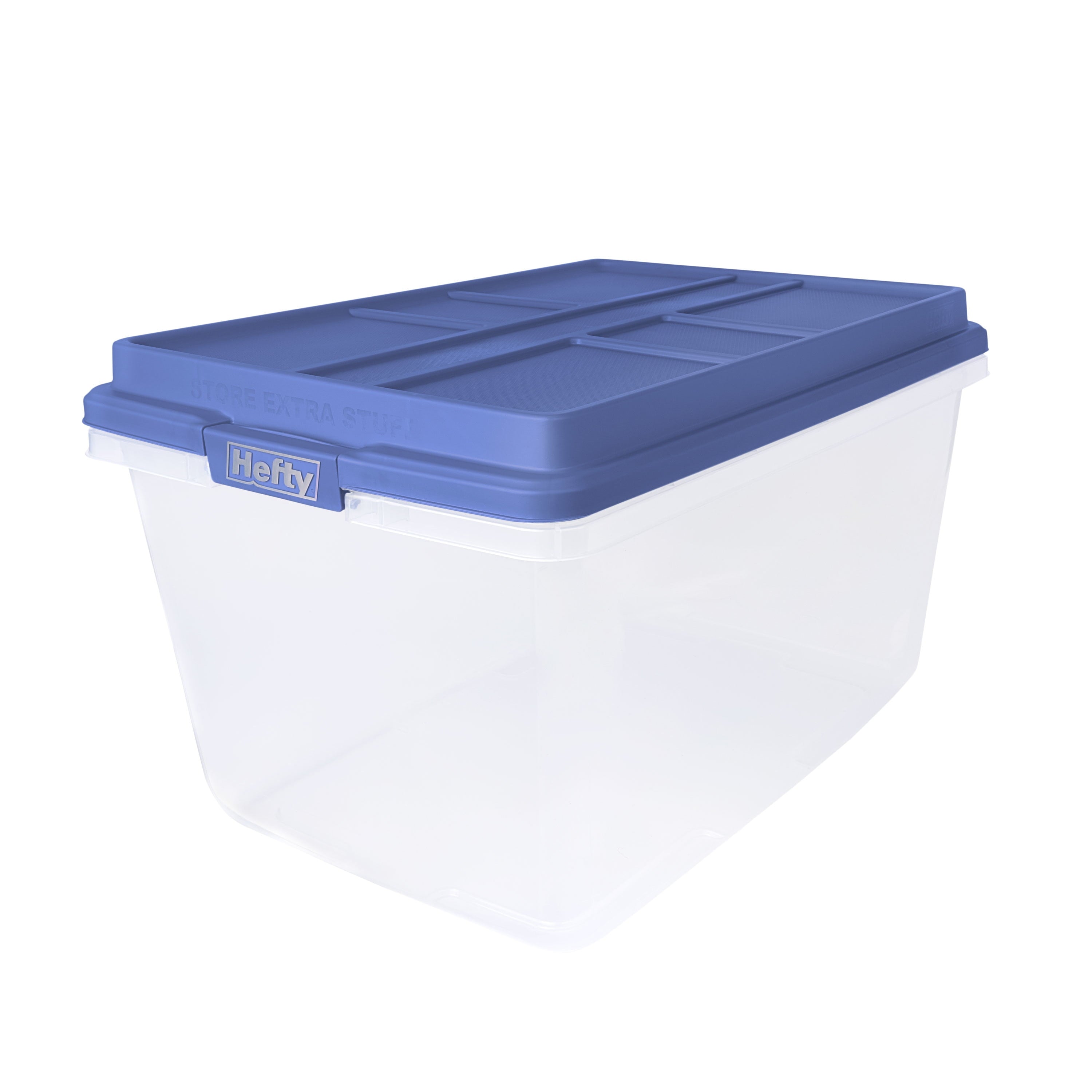 HI-RISE 72 Quart Large Latching Storage Bin, Clear Plastic Storage Container with HI-RISE Latch Lid, Blue - Image 3
