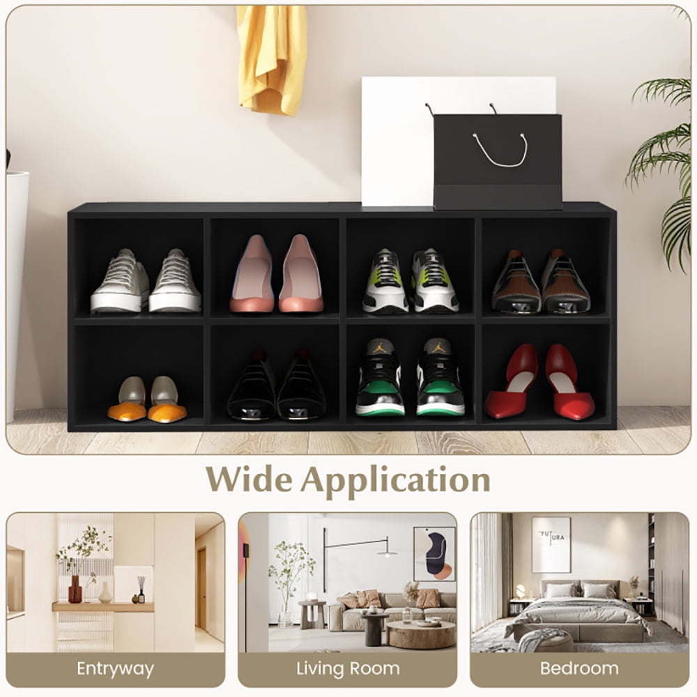 8 Cubbies Shoe Organizer with 500 LBS Weight Capacity-Black, Space-Saving Shoe Rack Organizer for Closet Entryway - Image 2