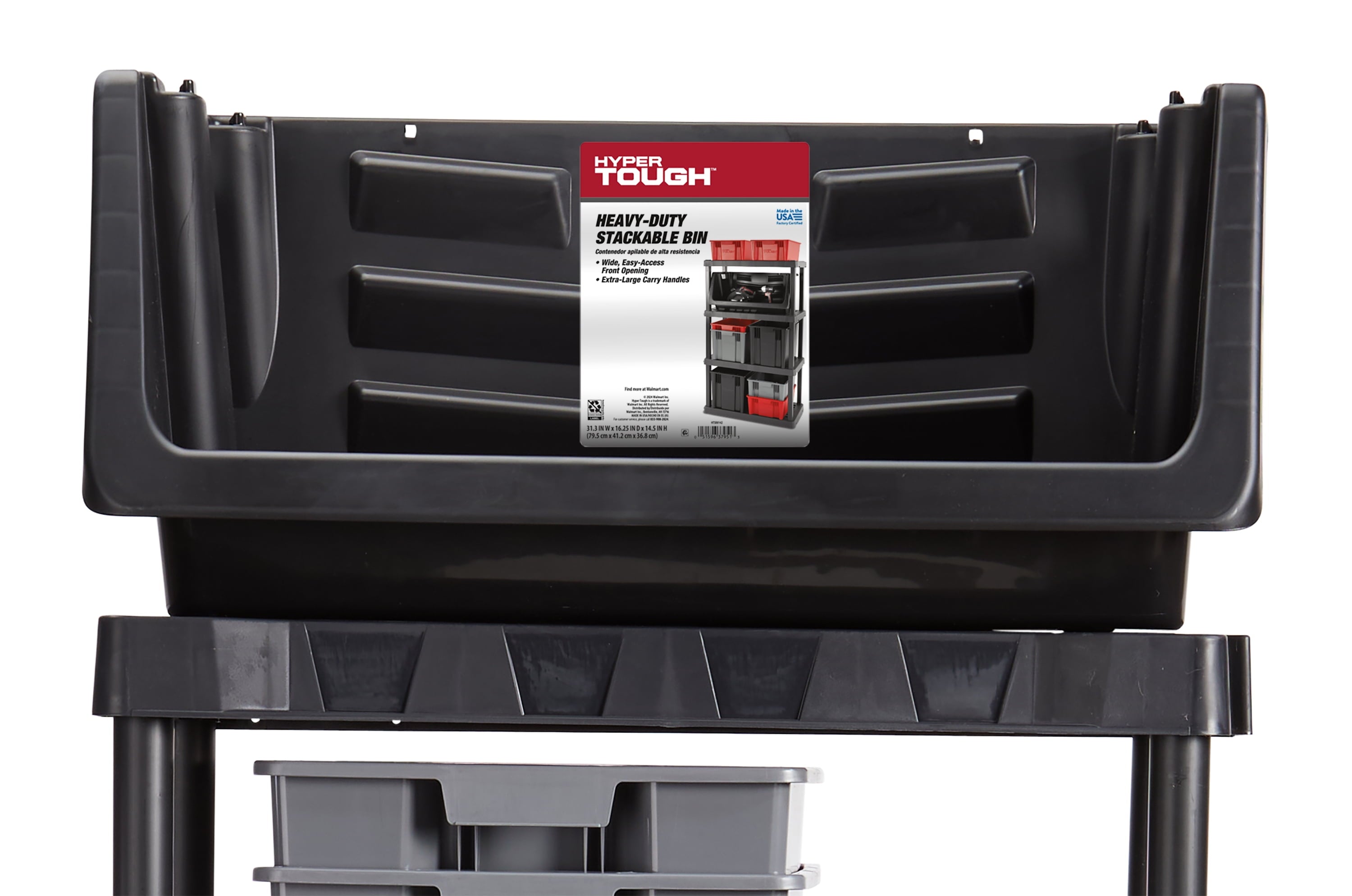 Heavy Duty Nesting Plastic Stack Bin, Black - Image 3