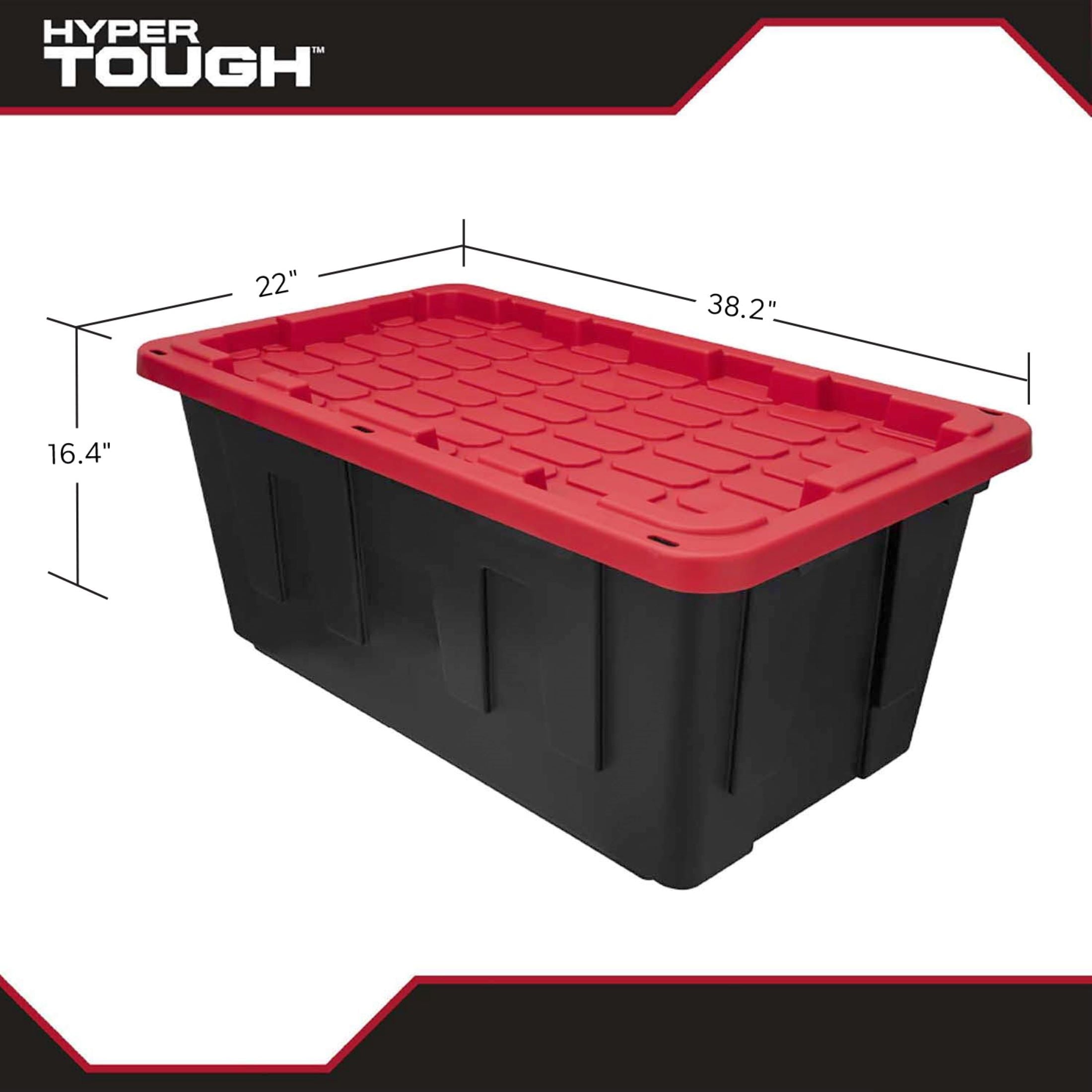 (2 pack) Hyper Tough 40 Gallon Extra Large Storage Bin with Snap Lid, Black and Red, Heavy Duty Plastic Storage Container - Image 3
