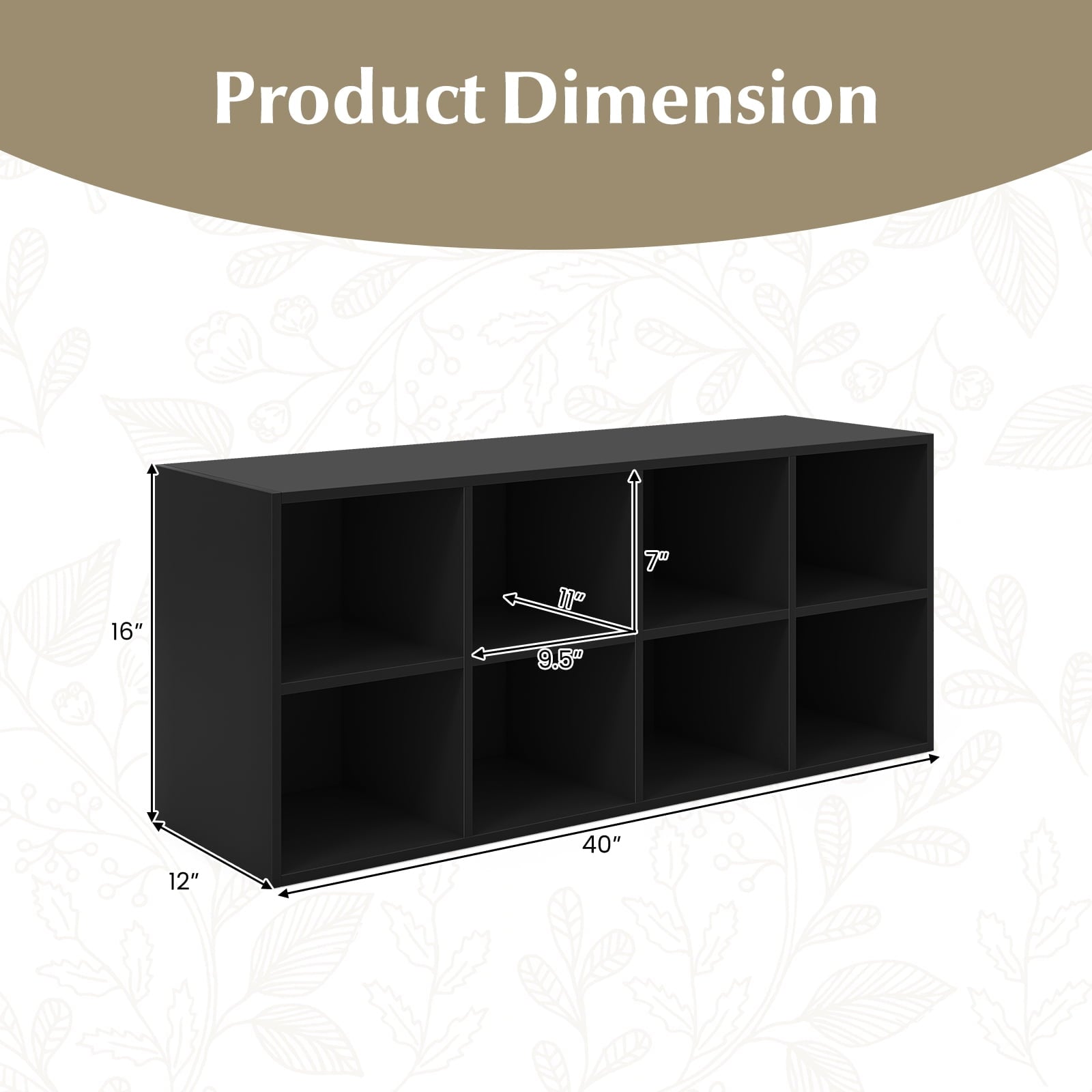 Giantex 8-Cubby Shoe Storage Bench, Entryway Shoe Rack Organizer, Multifunctional Bed End Bench, Black - Image 3