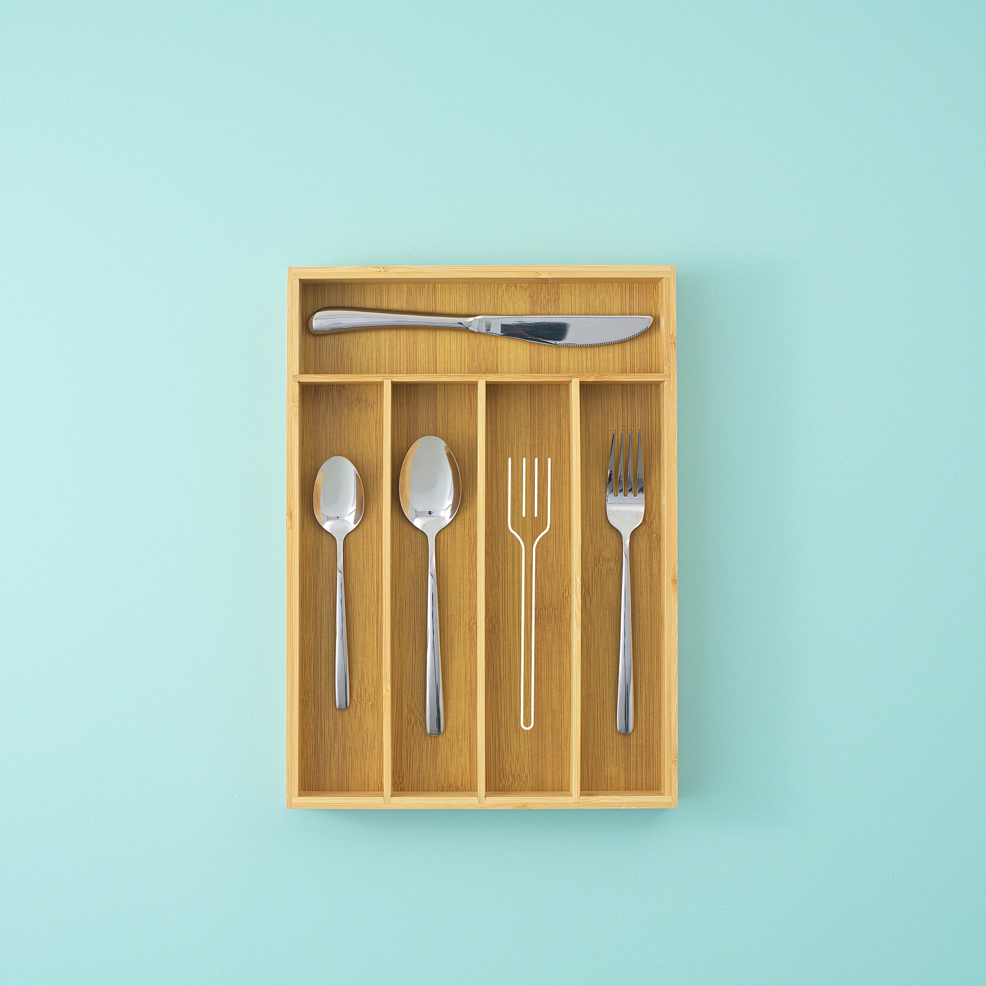 5 Compartment Bamboo Drawer Organizer - Image 5