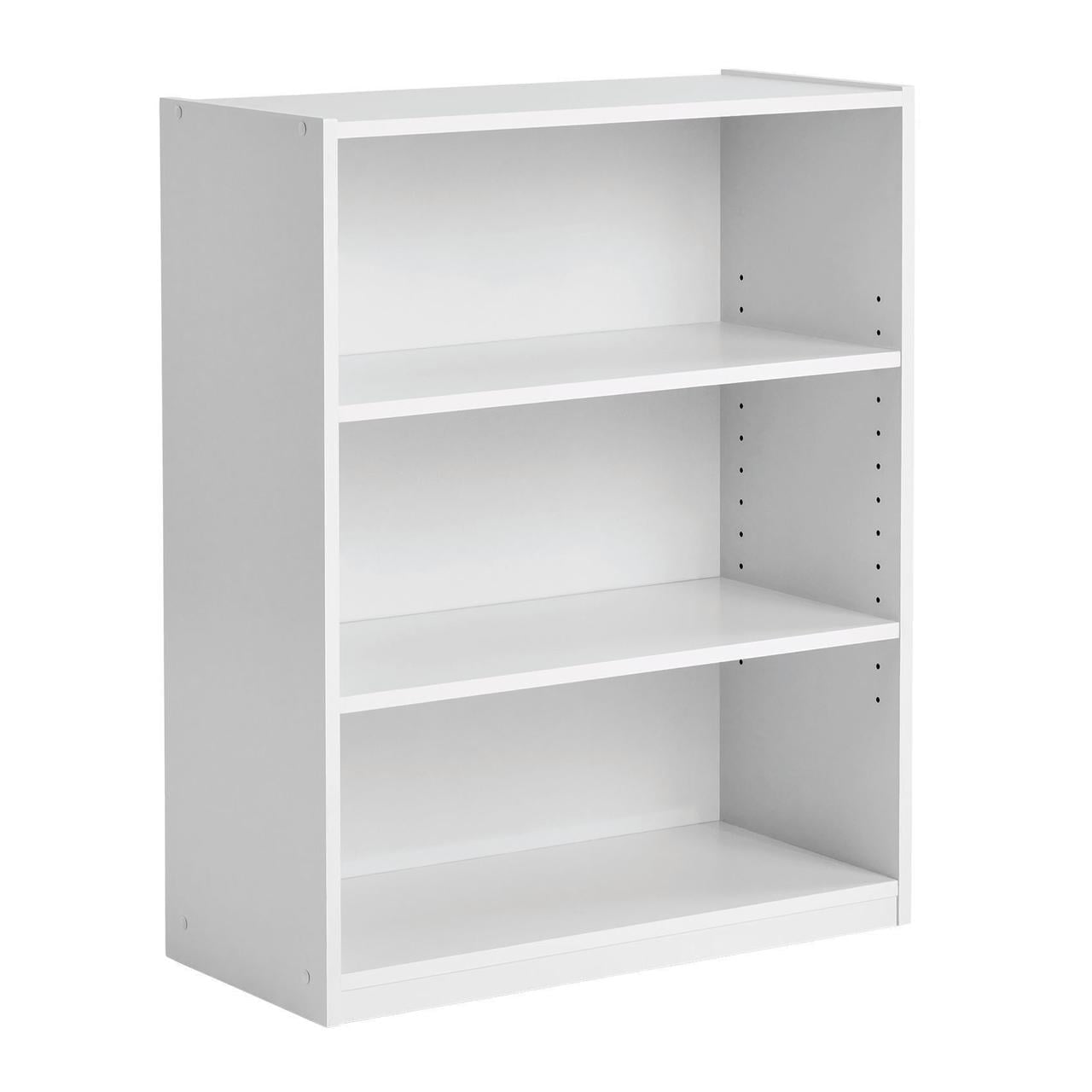 3-Shelf Bookcase with Adjustable Shelves, White - Image 2