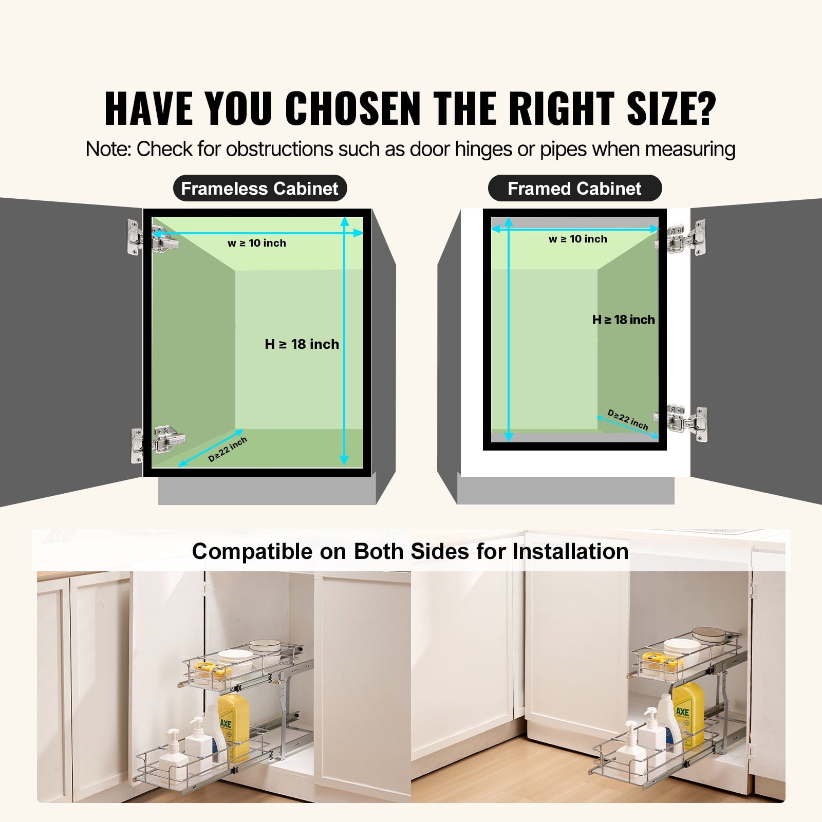 KFFKFF 8.5"Wx21"Dx15"H Pull-Out Cabinet Organizer, Durable Slide-Out Pantry Shelves, Steel Sliding Storage Drawers for Home Use, Fits 10"Wx2 - Image 5