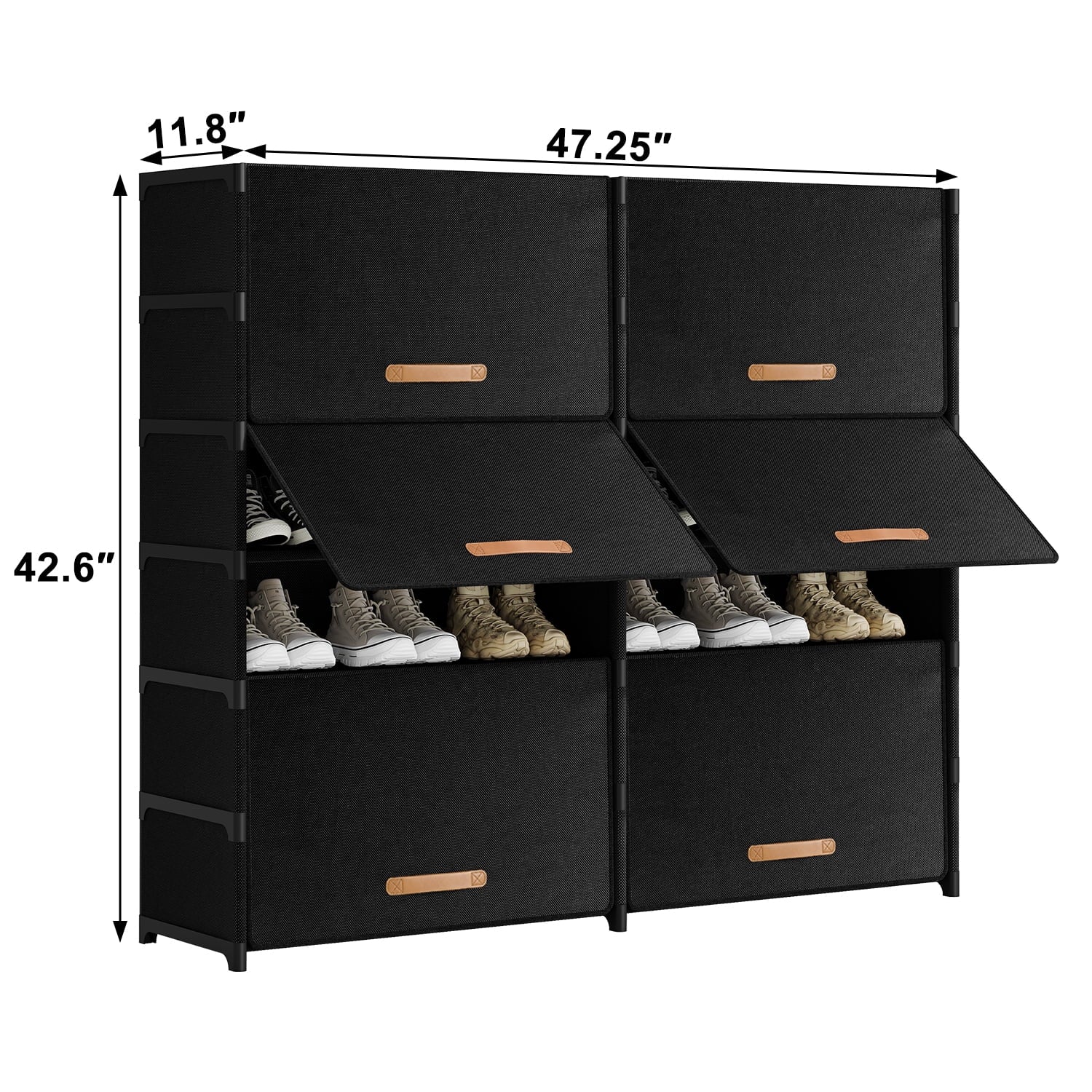 Dovied 7 Tier Double Shoe Rack with Covers Shoe Storage Organizer Holds 42 Pairs for Closet Entryway Hallway, Black - Image 2