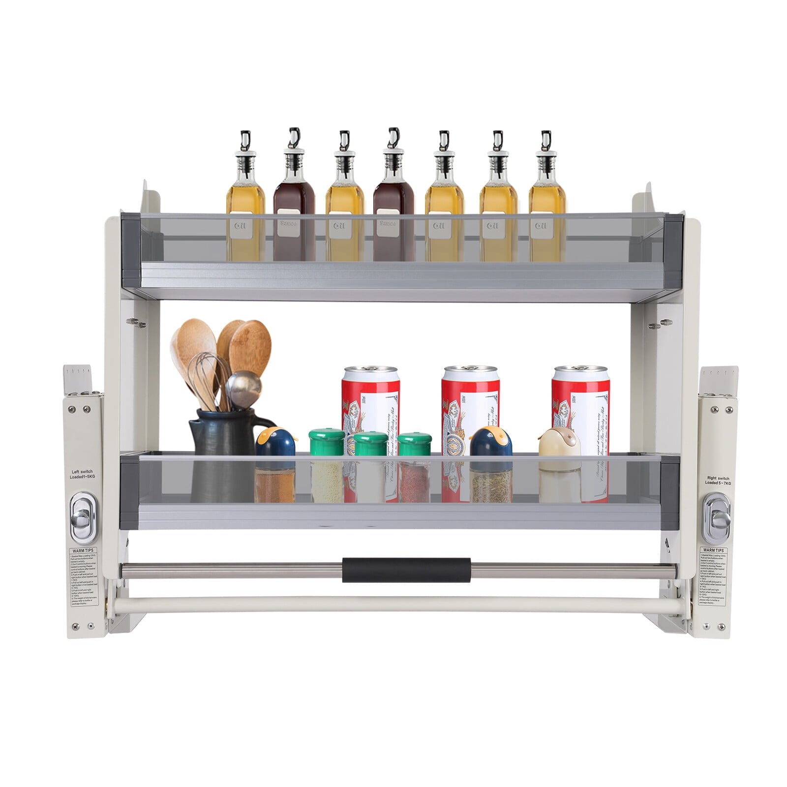 2-Tier Shelf Upper Wall Cabinet Storage Organizer 31.1*10.2*21.5in for Kitchens, Bars, Cafes, Cabinets - Image 3