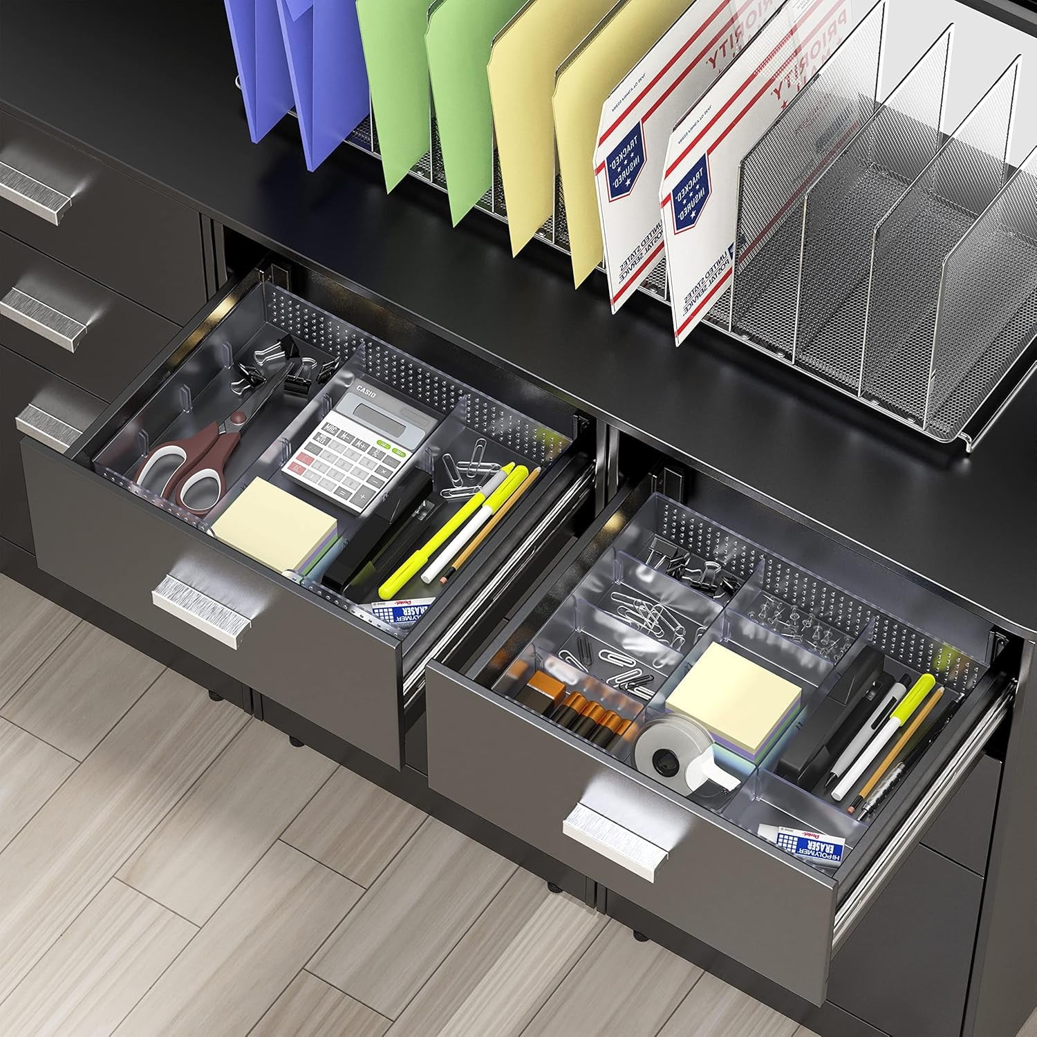 Drawer Organizer Tray with 9 Adjustable Compartments, Clear - Image 2