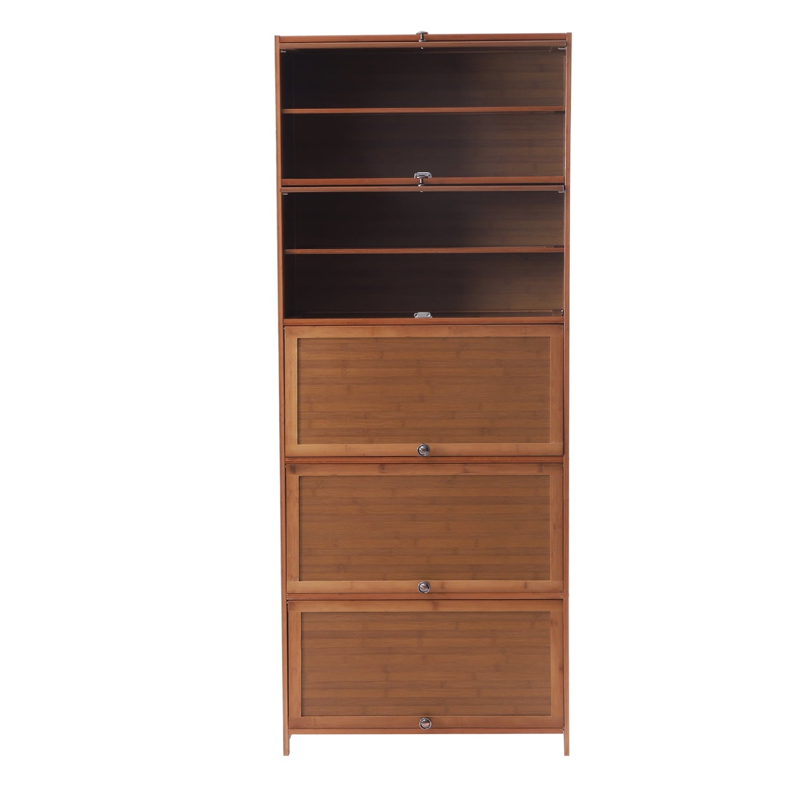 Loyalheartdy 10 Tier Bamboo Shoe Rack Large Wooden Shoe Storage Cabinet with Door Freestanding Shoe Rack Bookshelf Organizer for Entryway Li - Image 3