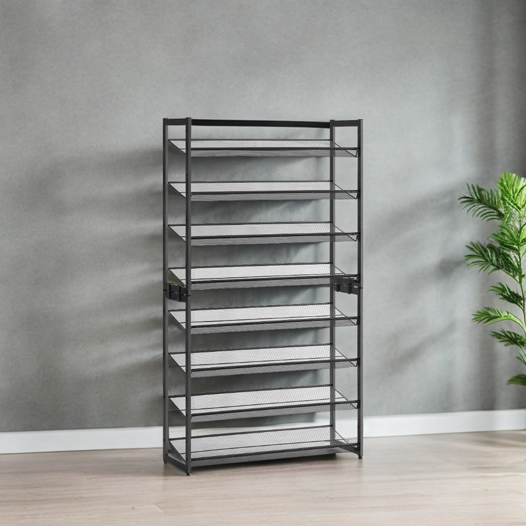8-Tier Organizer, Metal Storage, Entryway, Set of 2, 4-Tier Stackable Shelf, with Adjustable Flat or Angled Shelves - Image 2