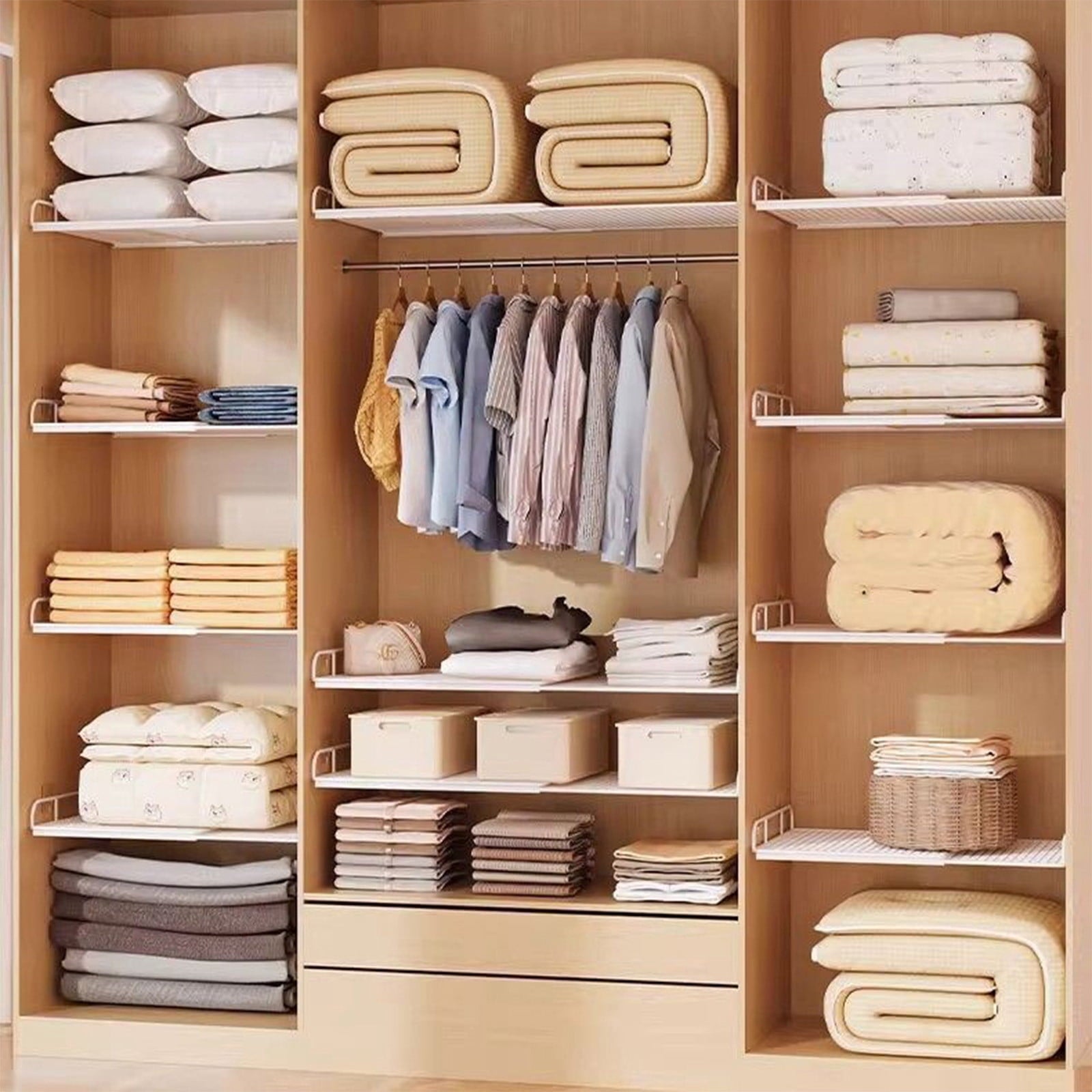 Expandable Cabinet Storage Shelf Stackable Organizer Rack Space Saving for Kitchen Bathroom Pantry Coffee Countertop Home Office Desk Wardro - Image 3