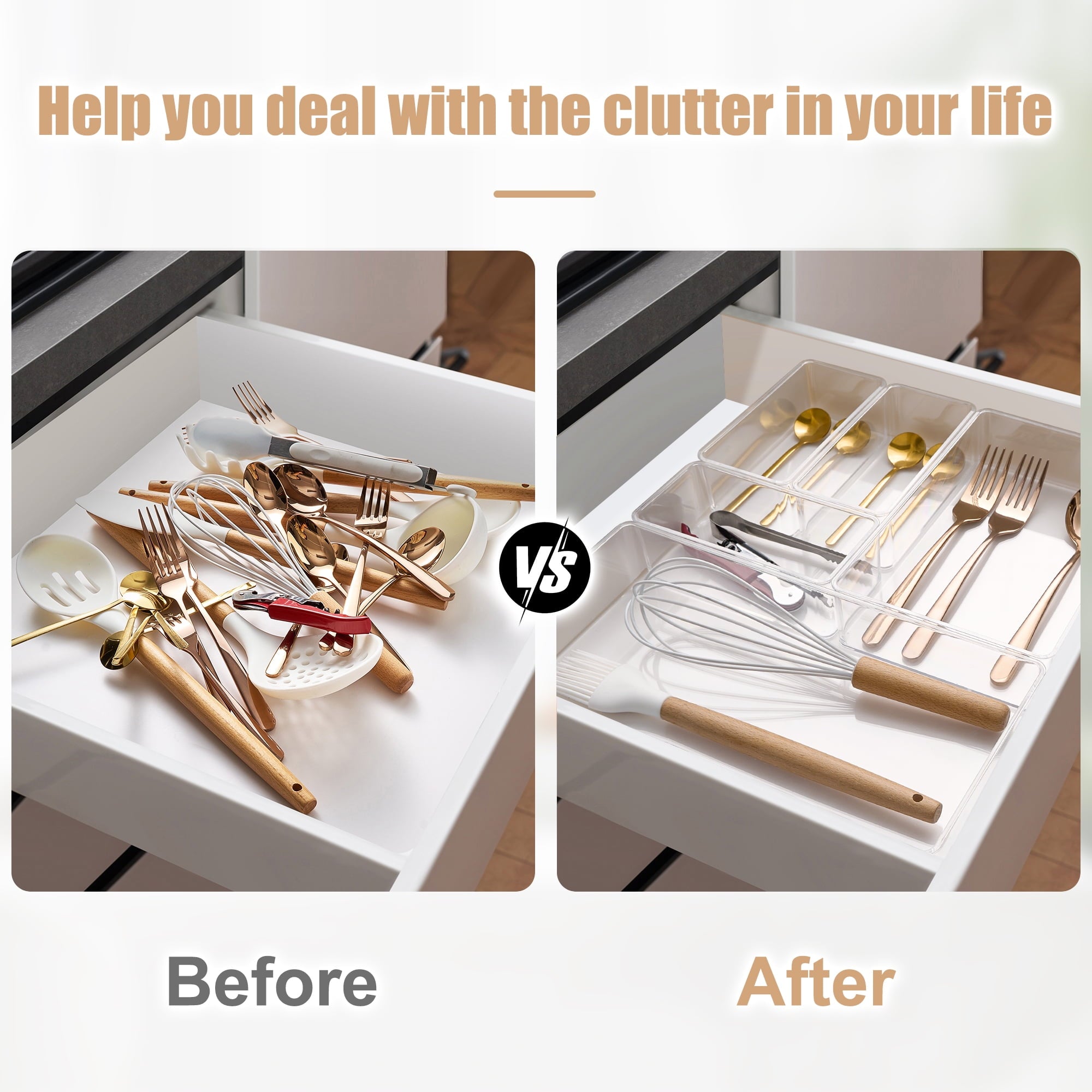 organizer, Storage bin Drawer organizers for Kitchen, Kitchen Utensils, Bathroom, Office, Vanity, and more (5-Piece Set) - Image 4