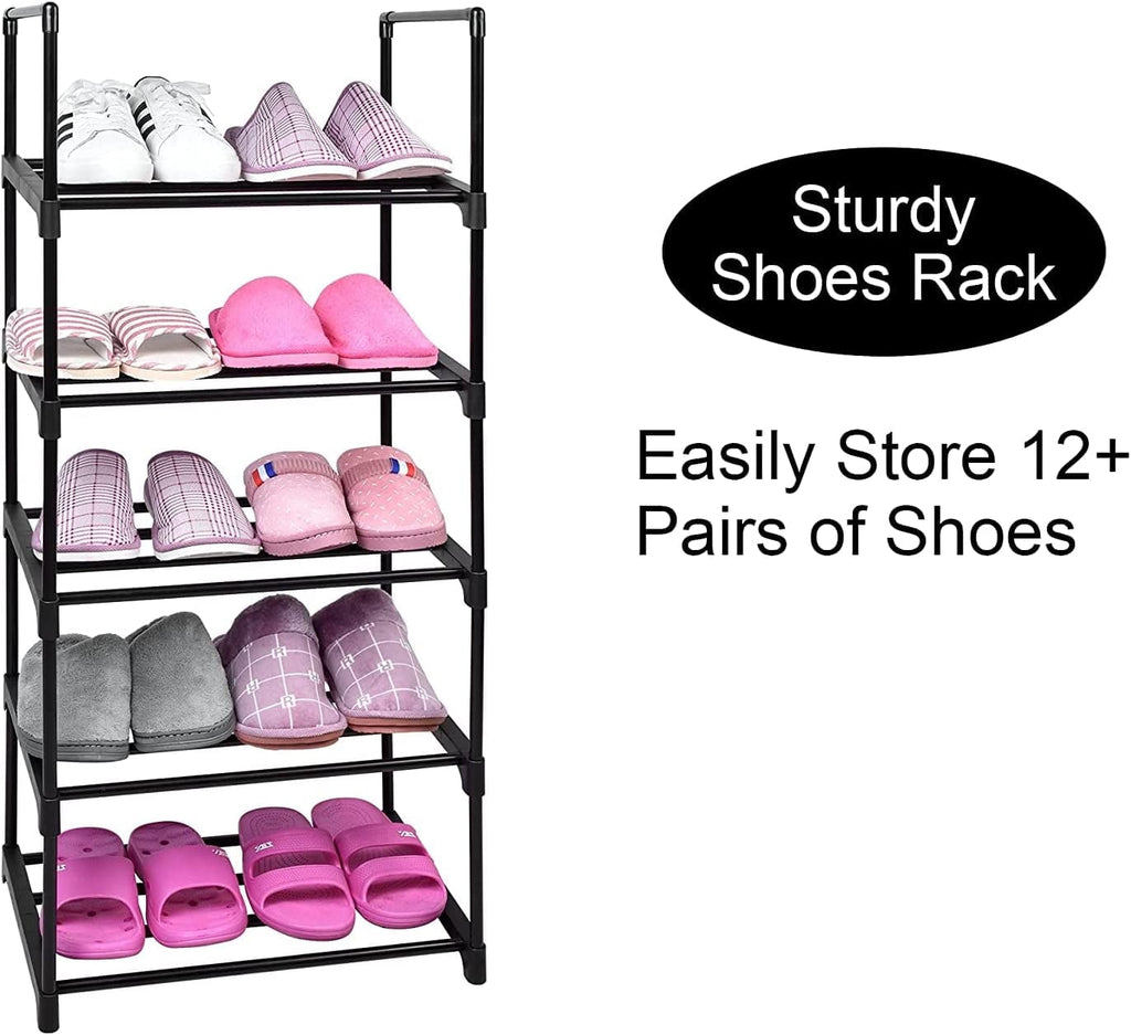 Shoe Rack 5 Tier Tall Shoe Storage Organizer, 5 Tier Metal Sturdy Shoe Rack, Narrow Shelf Organizer for Entryway, Clo... - Image 3