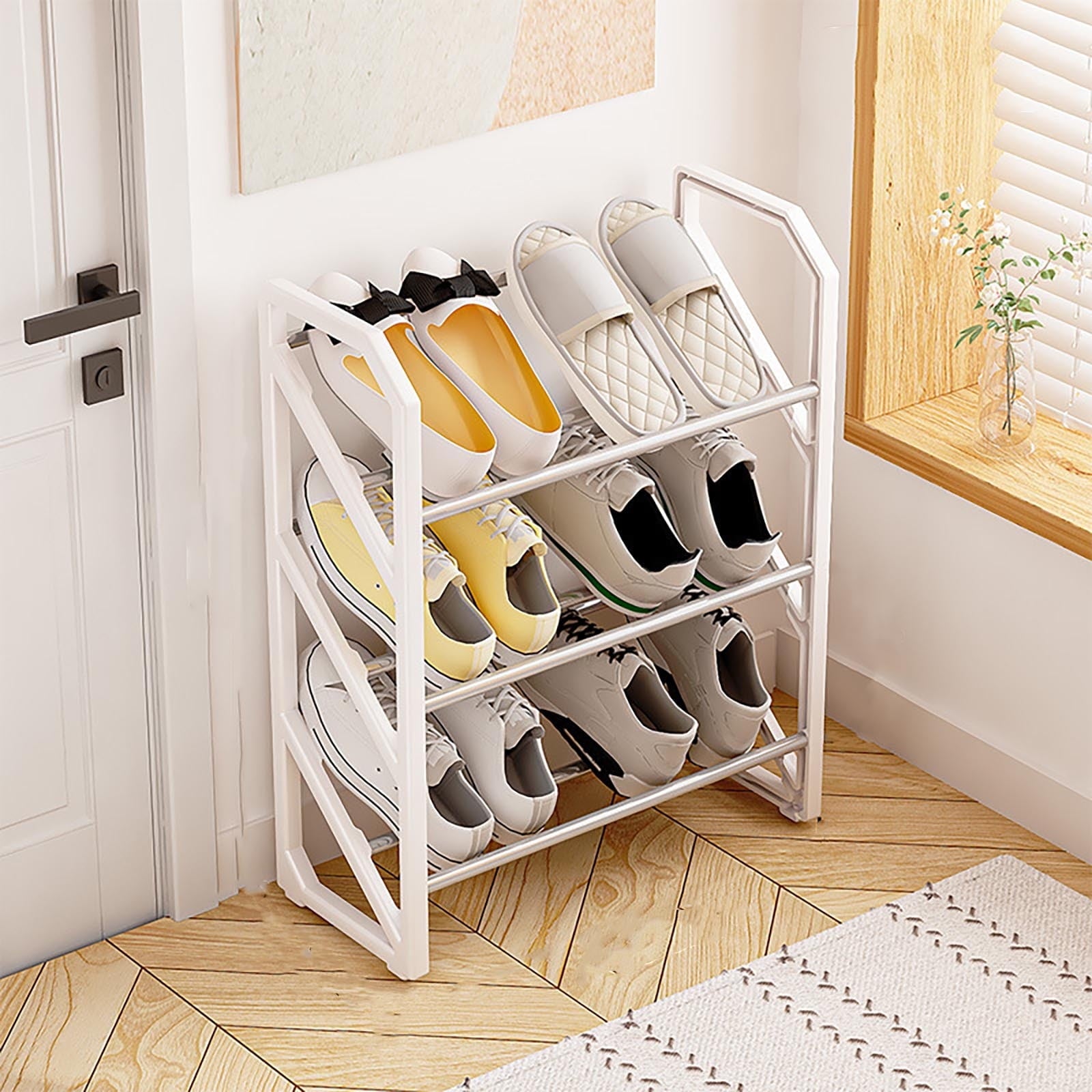 RKSTN Slanted Shoe Rack Organizer 3 Tier for Closet, Entryway Free Standing Storage Shoe Shelf, Long Shoe Storage for... - Image 4