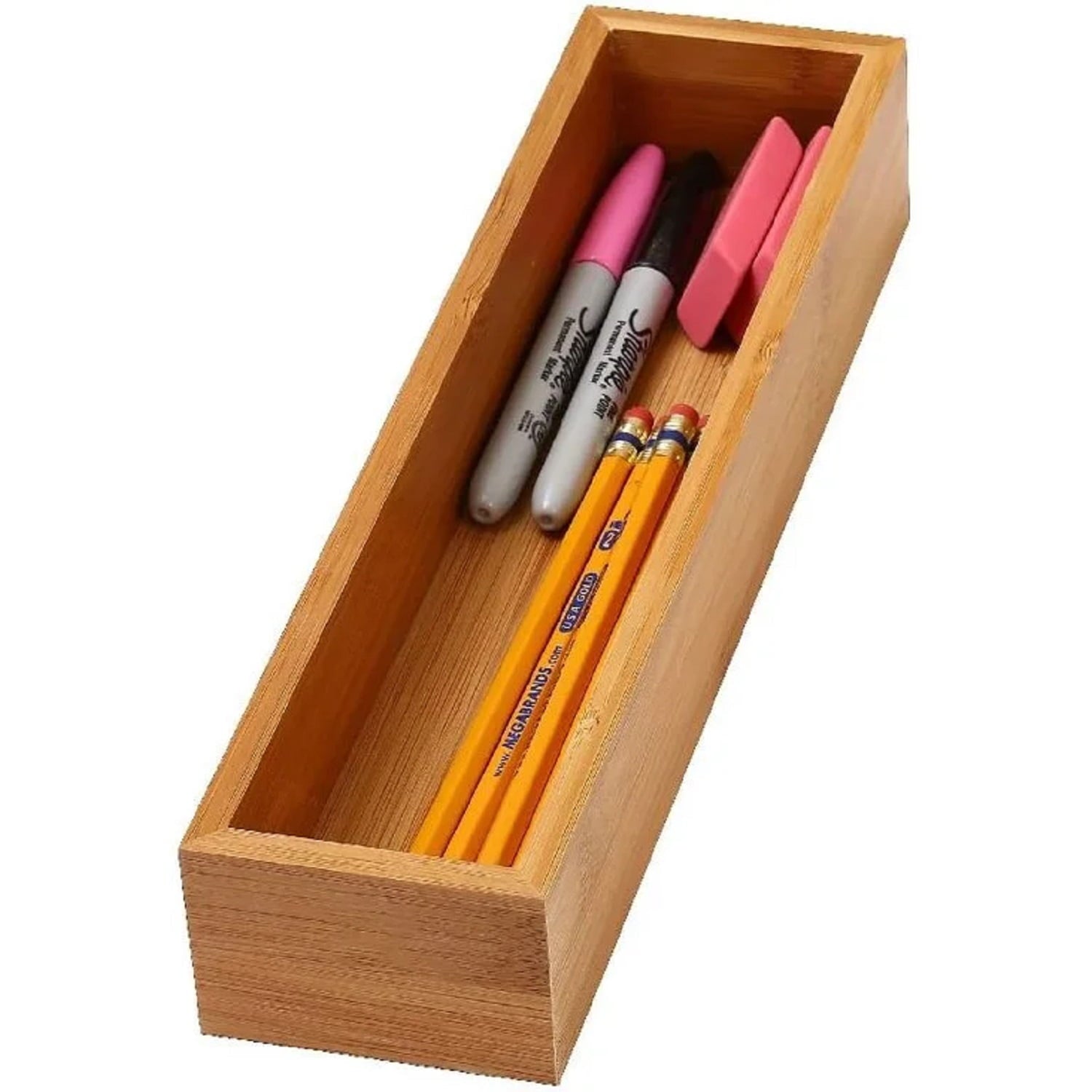 Bamboo Drawer Organizer Storage Box, Adult Brown - Image 3