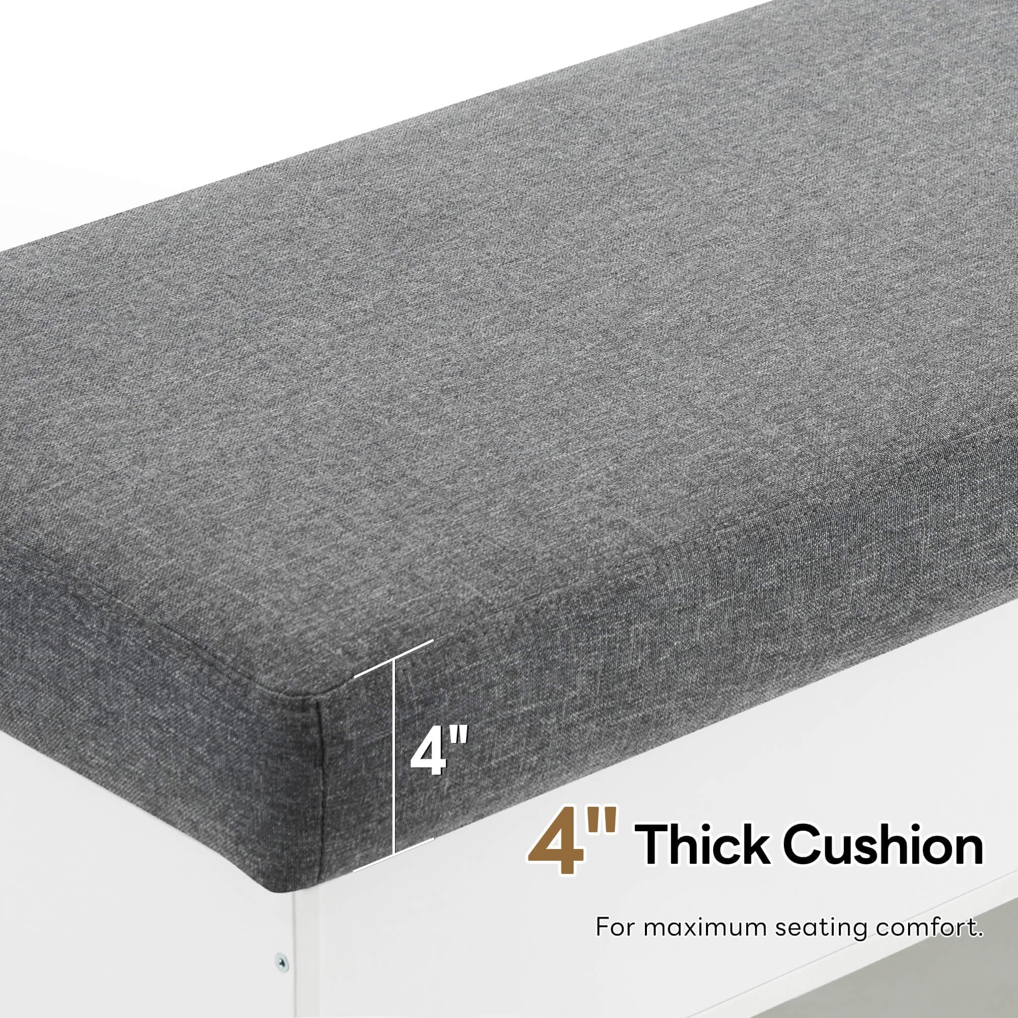 Ivinta Shoe Storage Bench with 4" Cushion, 2-Tier Entryway Organizer with Hidden Compartment, 37", White - Image 4