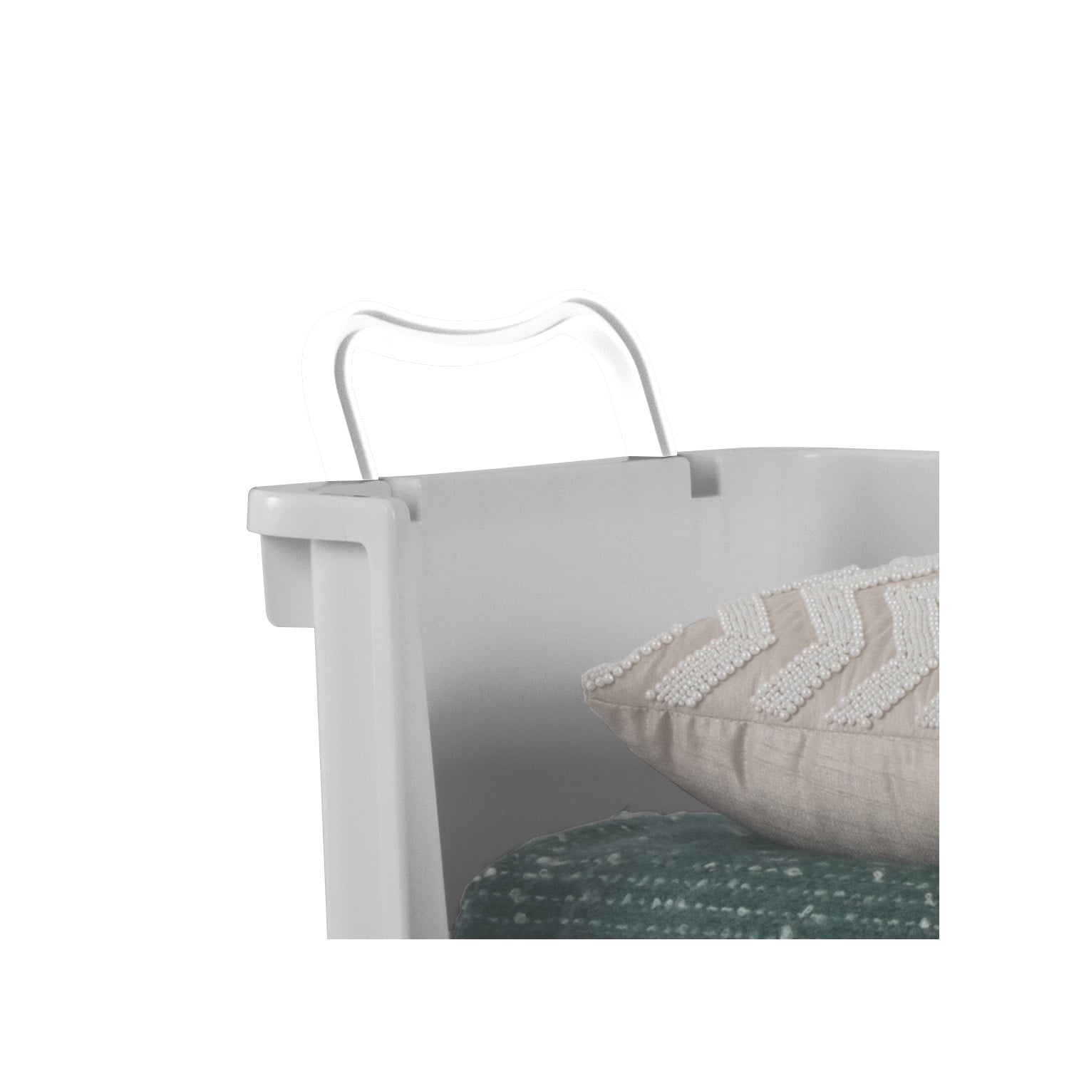 Kids Grey Open Front Stacking Toy Storage Bin with Handles, Grey - Image 4