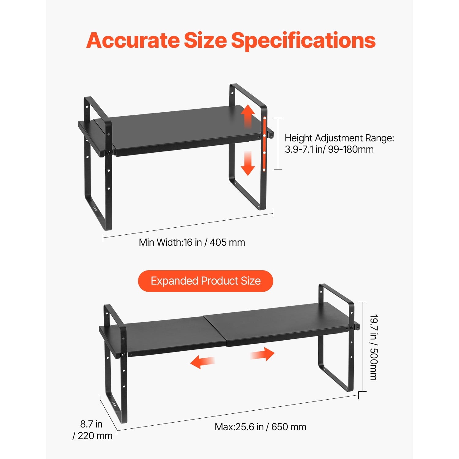 KFFKFF Flexible Kitchen Cabinet Storage, 2 Level Expandable Cabinet Organizer, Stackable Shelf for Countertop Storage, Shelf Elevators for K - Image 2