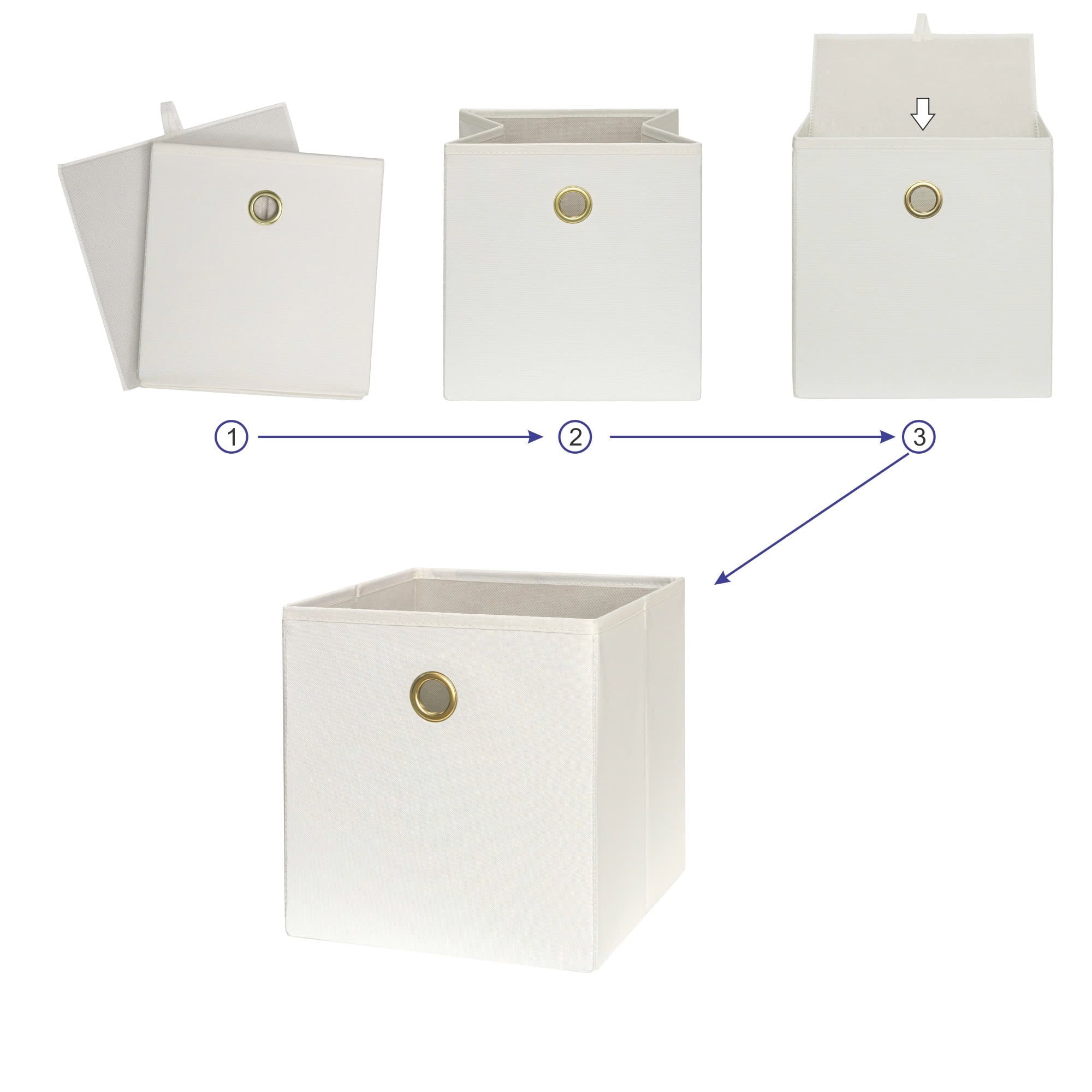 Collapsible Fabric Cube Storage Bins (10.5" x 10.5"), Vanilla Dream, 4 Pack - Image 3