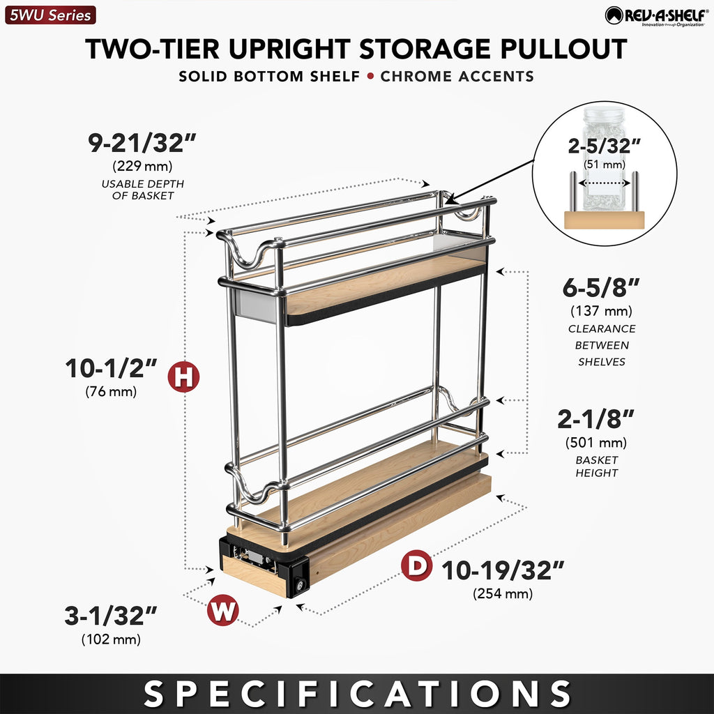 3" Pullout Organizer for Cabinets, 2 Tier Shelf - Image 3