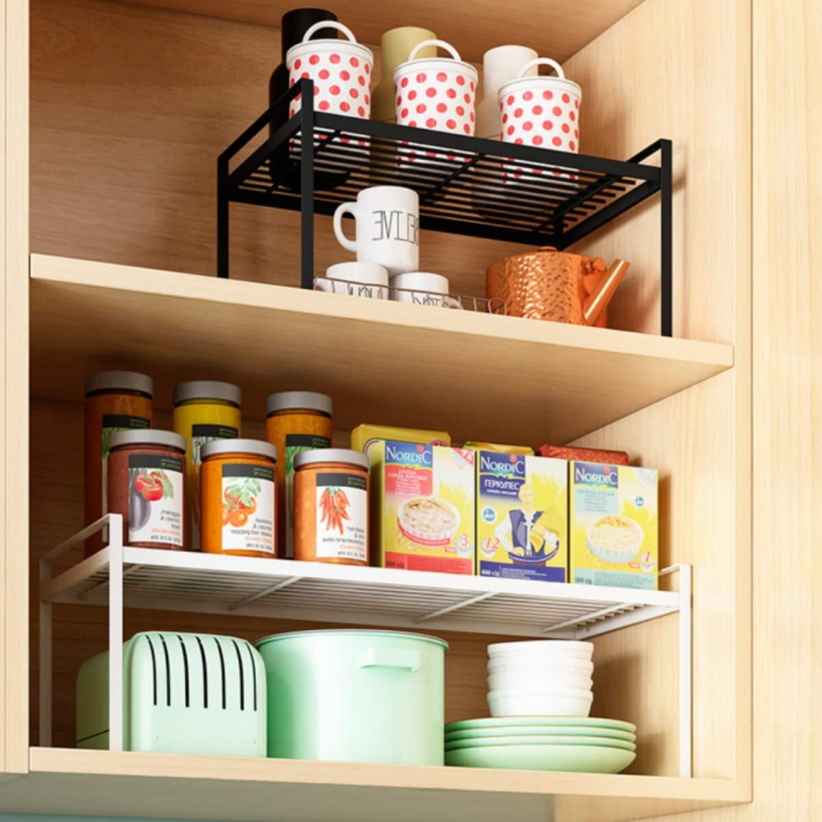 Cabinet Shelf Organizer Storage Rack Space Saving for Kitchen Counter Pantry Bathroom Cupboard Under Sink Office Tabl... - Image 5