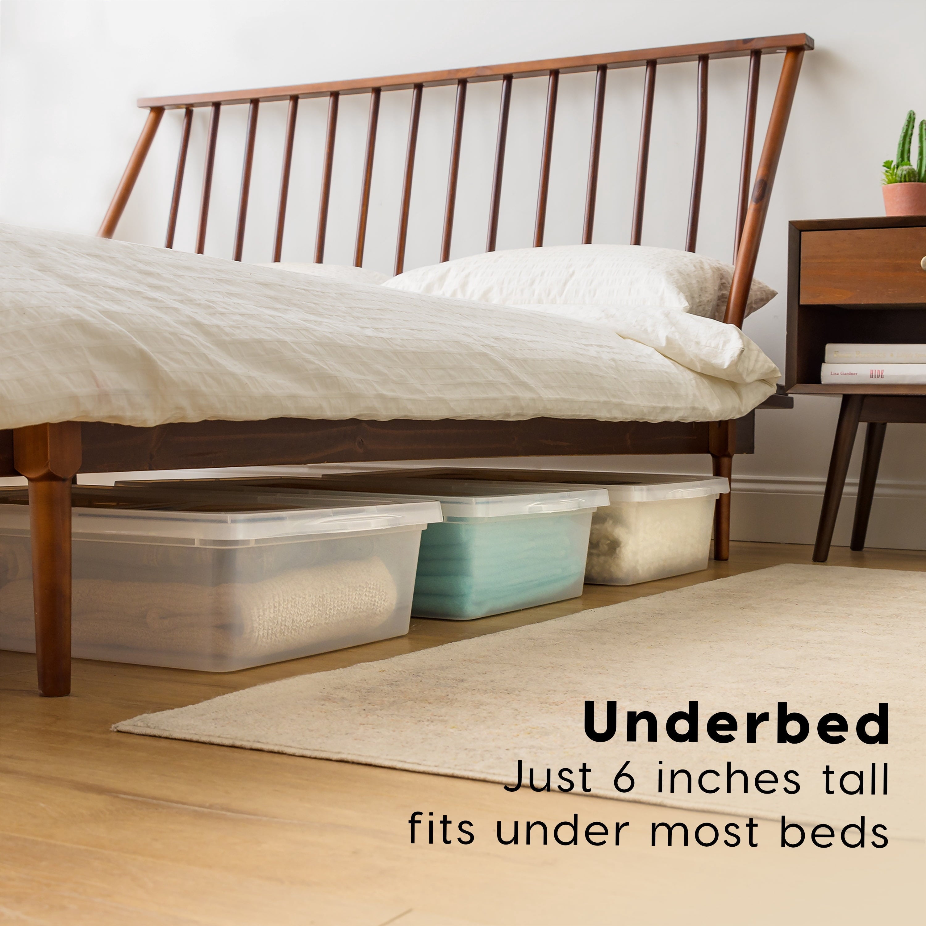 Stackable PP Resin 28 Qt Plastic Underbed Storage Bins, Clear, 4 Count Pack - Image 2