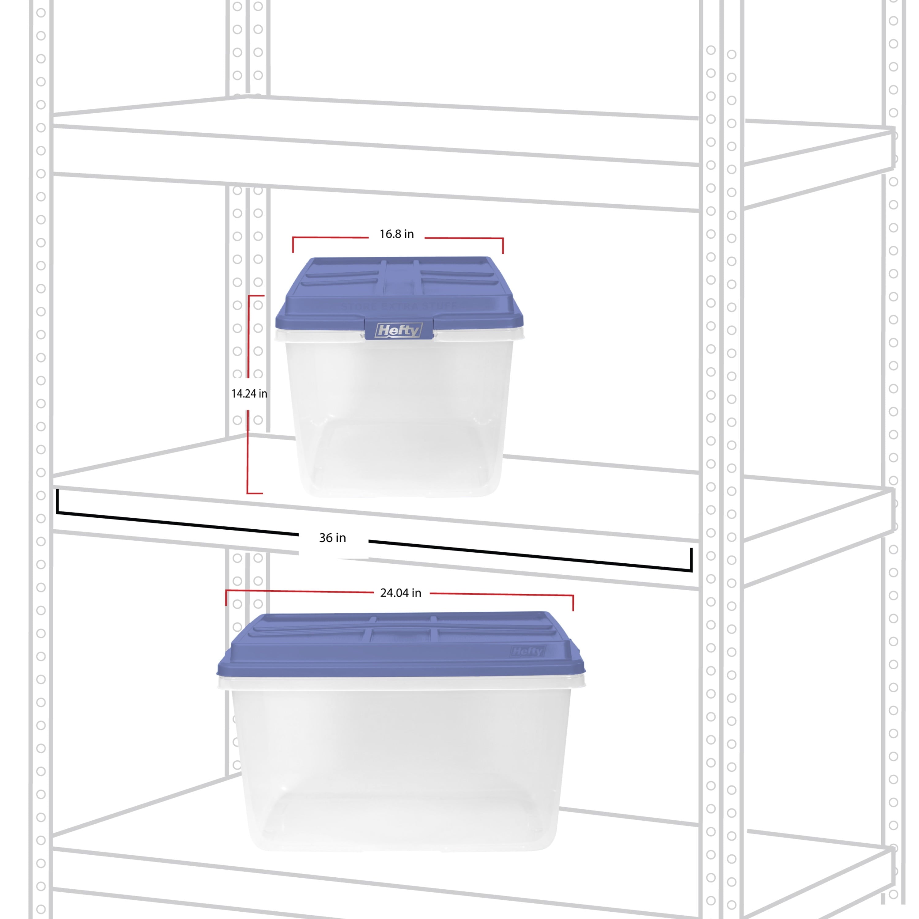 HI-RISE 72 Quart Large Latching Storage Bin, Clear Plastic Storage Container with HI-RISE Latch Lid, Blue - Image 4