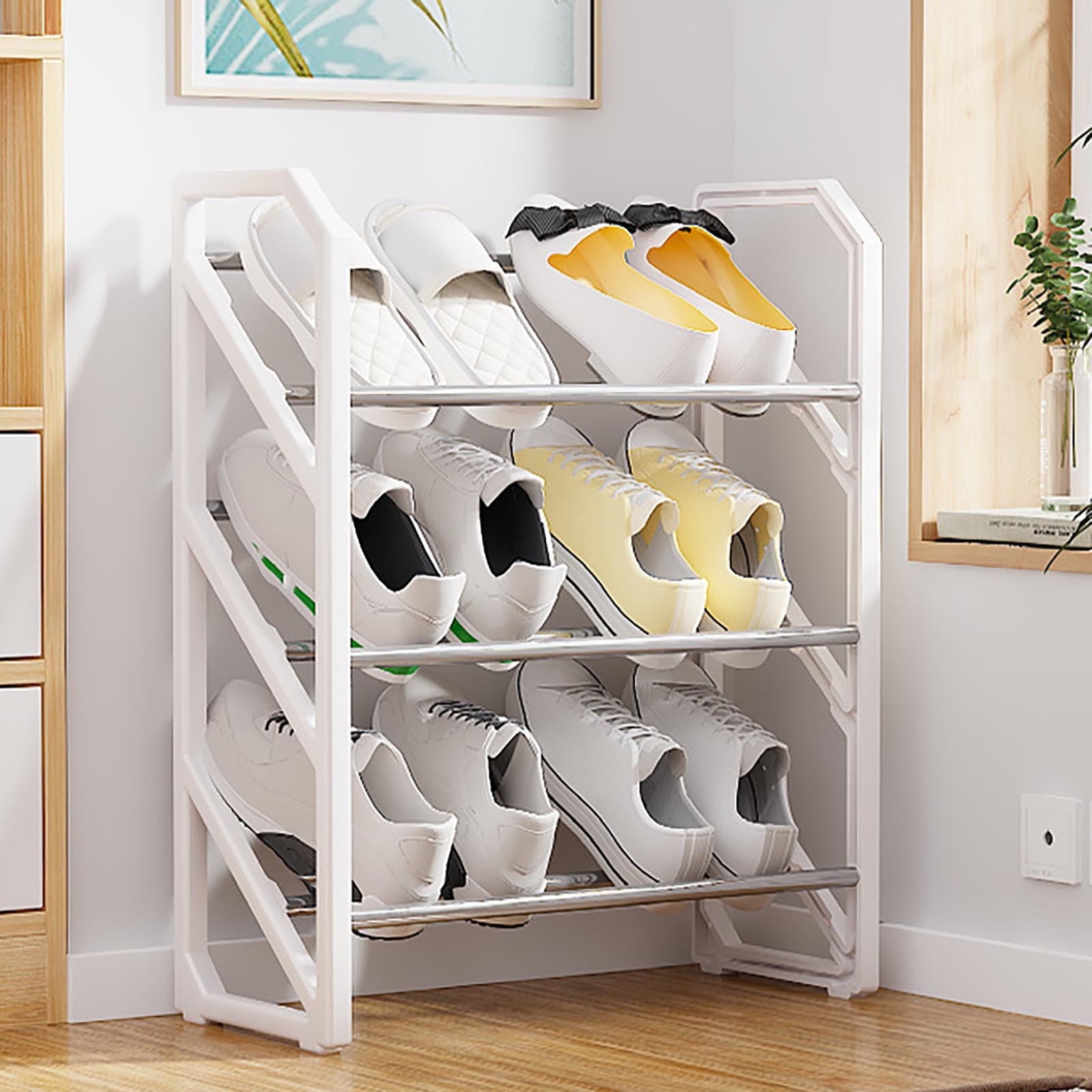 RKSTN Slanted Shoe Rack Organizer 3 Tier for Closet, Entryway Free Standing Storage Shoe Shelf, Long Shoe Storage for... - Image 2