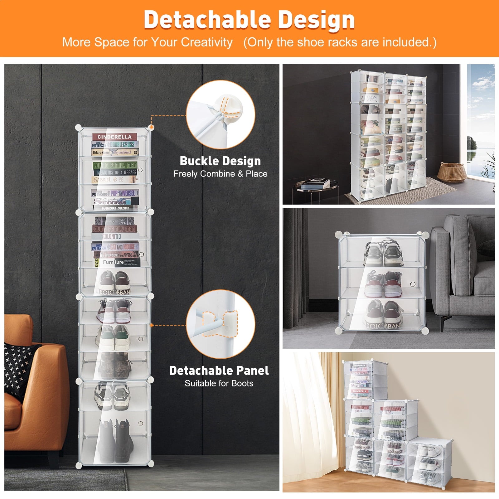 36 72 Pairs Modular Plastic Shoe Storage Cabinet Boxes, 12 Tiers Shoe Rack Shelf Tower Stand Shoe Storage Organizer f... - Image 4