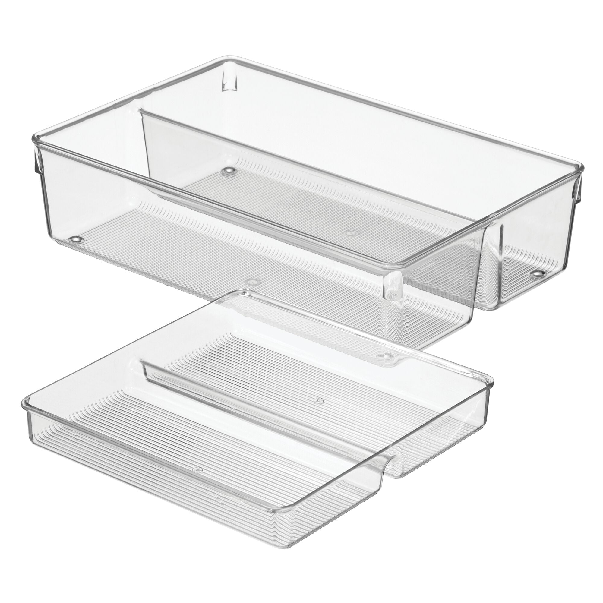 2-Piece Kitchen Drawer Organizer for Utensils and Tools, Clear