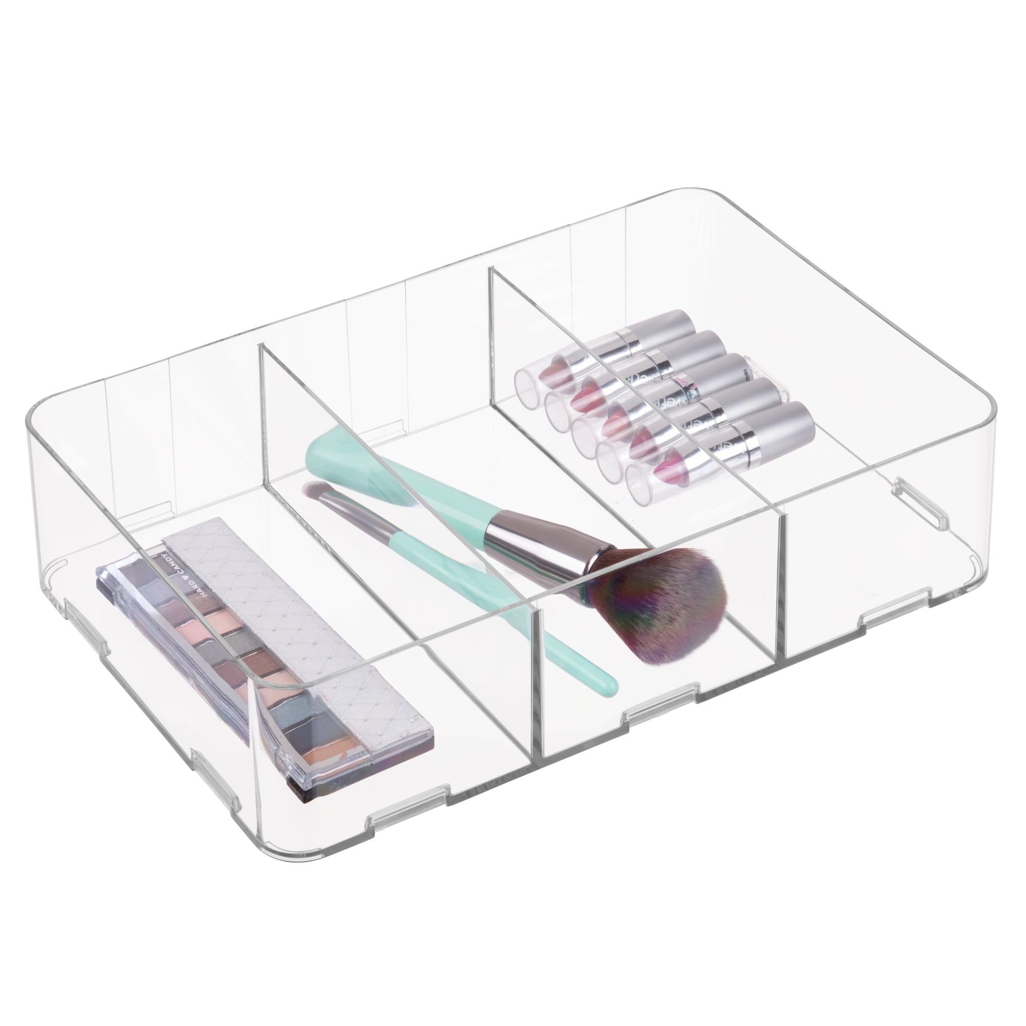 Interlocking 3-Section Drawer Organizer for Kitchen, Bathroom, or Desk Drawers, Clear